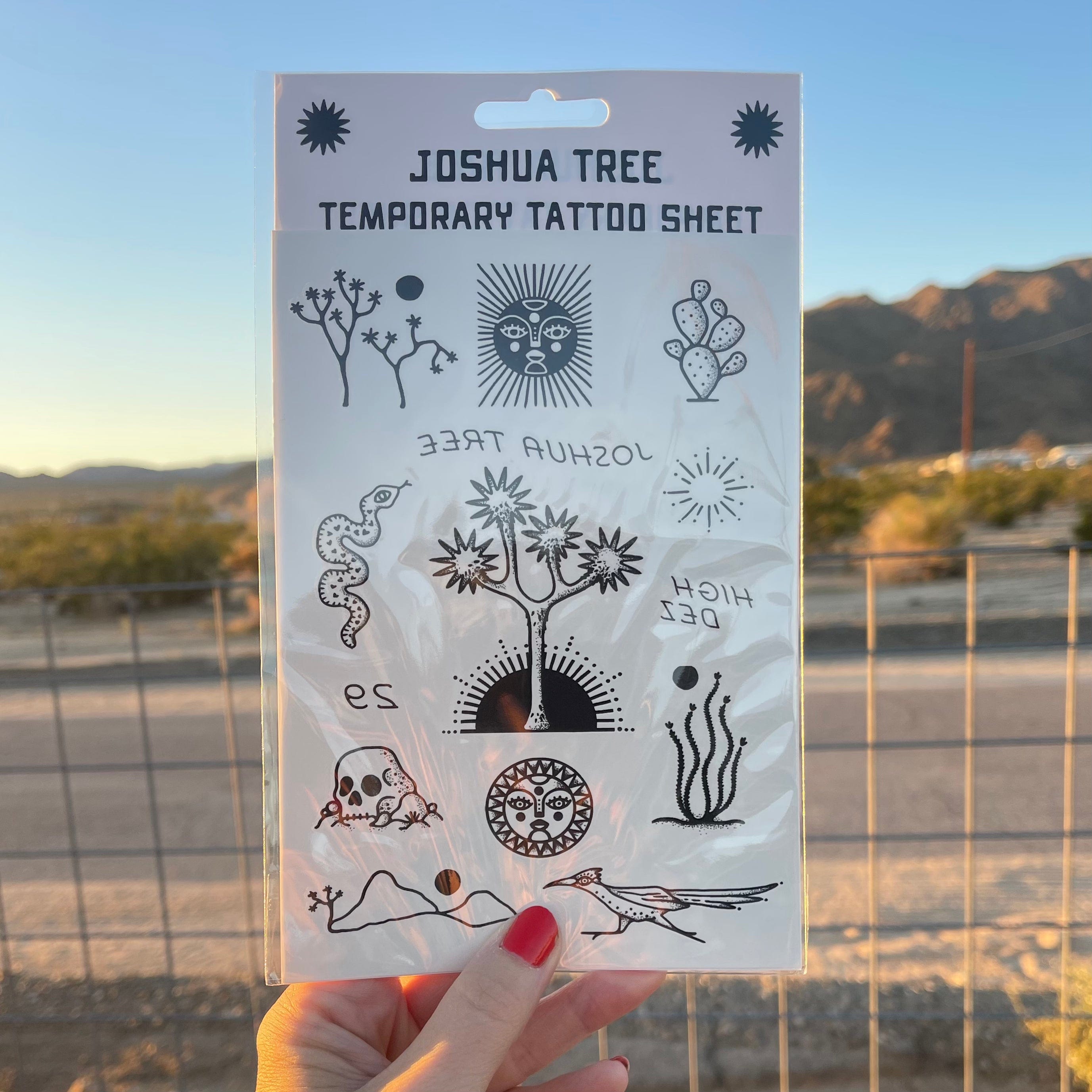 Amber Morgan JT Temporary Tattoo Sheet available in Joshua Tree at JT Trading Post