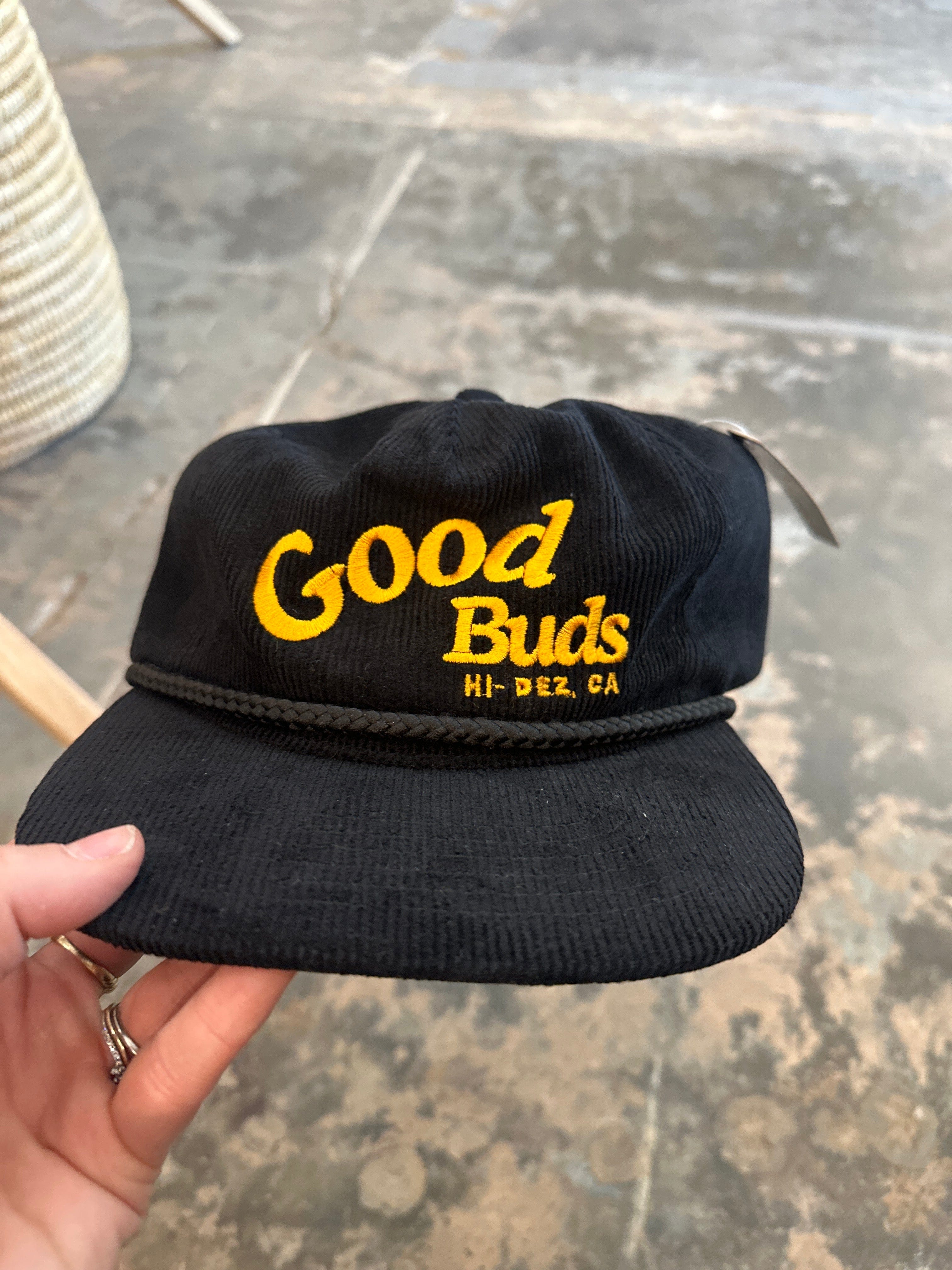 Good Buds Floral Hi-Dez Black and Gold Trucker Hat available in Joshua Tree at JT Trading Post