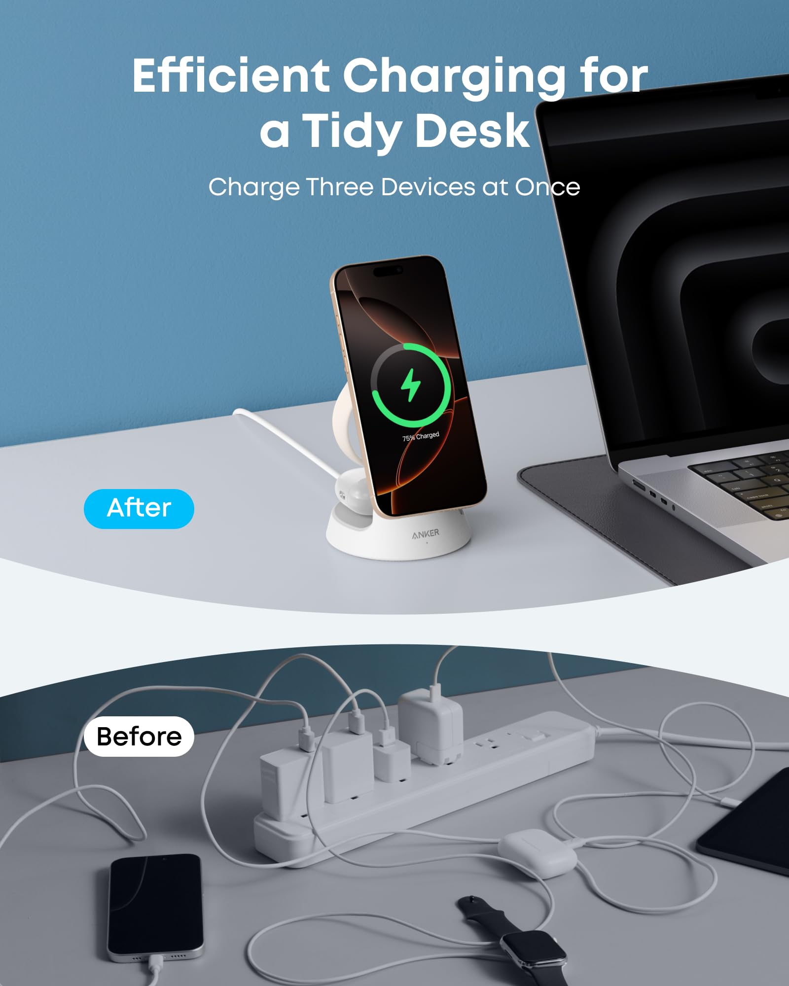 Anker Anker MagGo Wireless Charging Station (3-in-1, Dock Stand) available in Joshua Tree at JT Trading Post