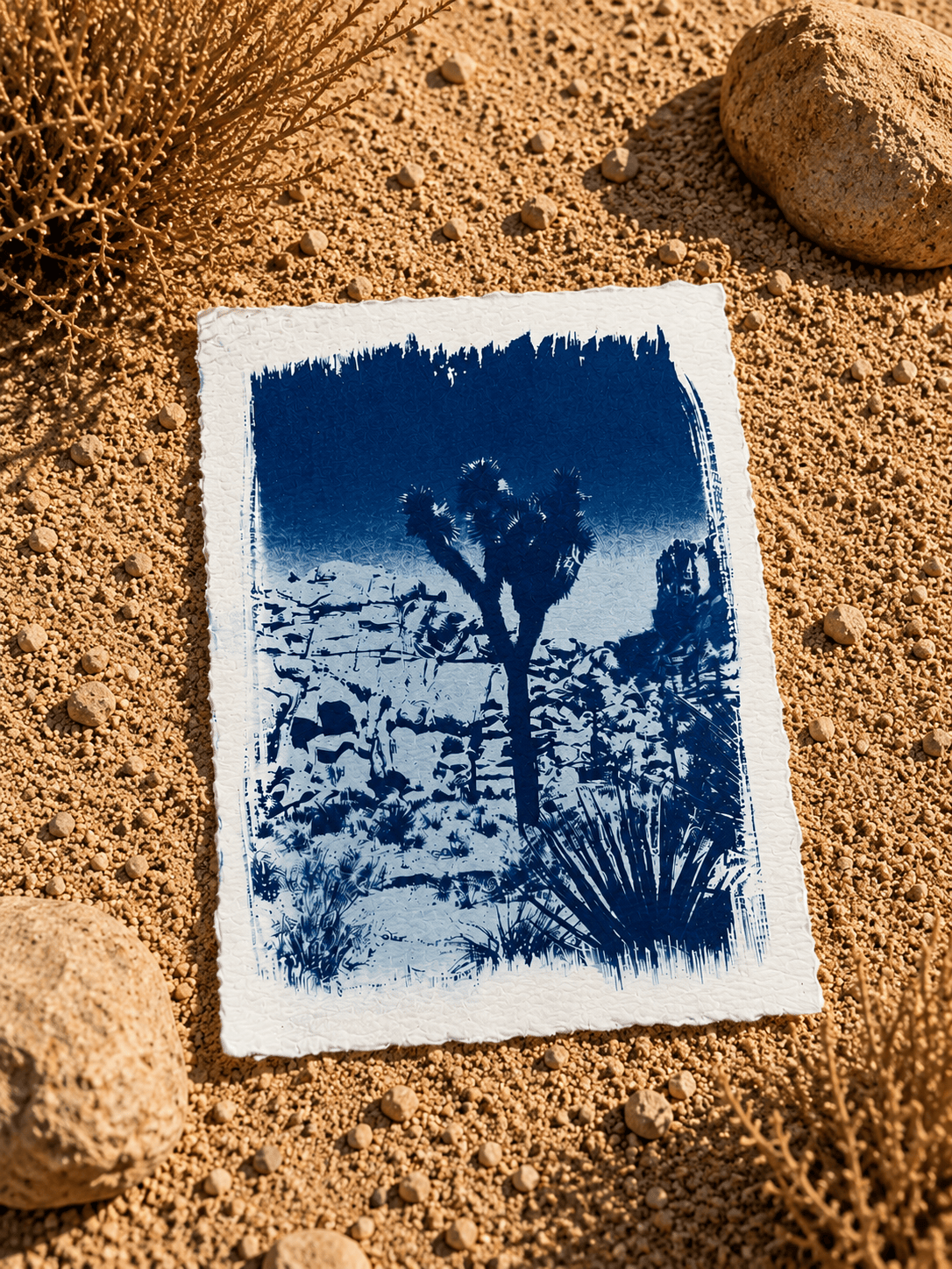 August Sun Joshua Tree Silhouette | Cyanotype Print available in Joshua Tree at JT Trading Post