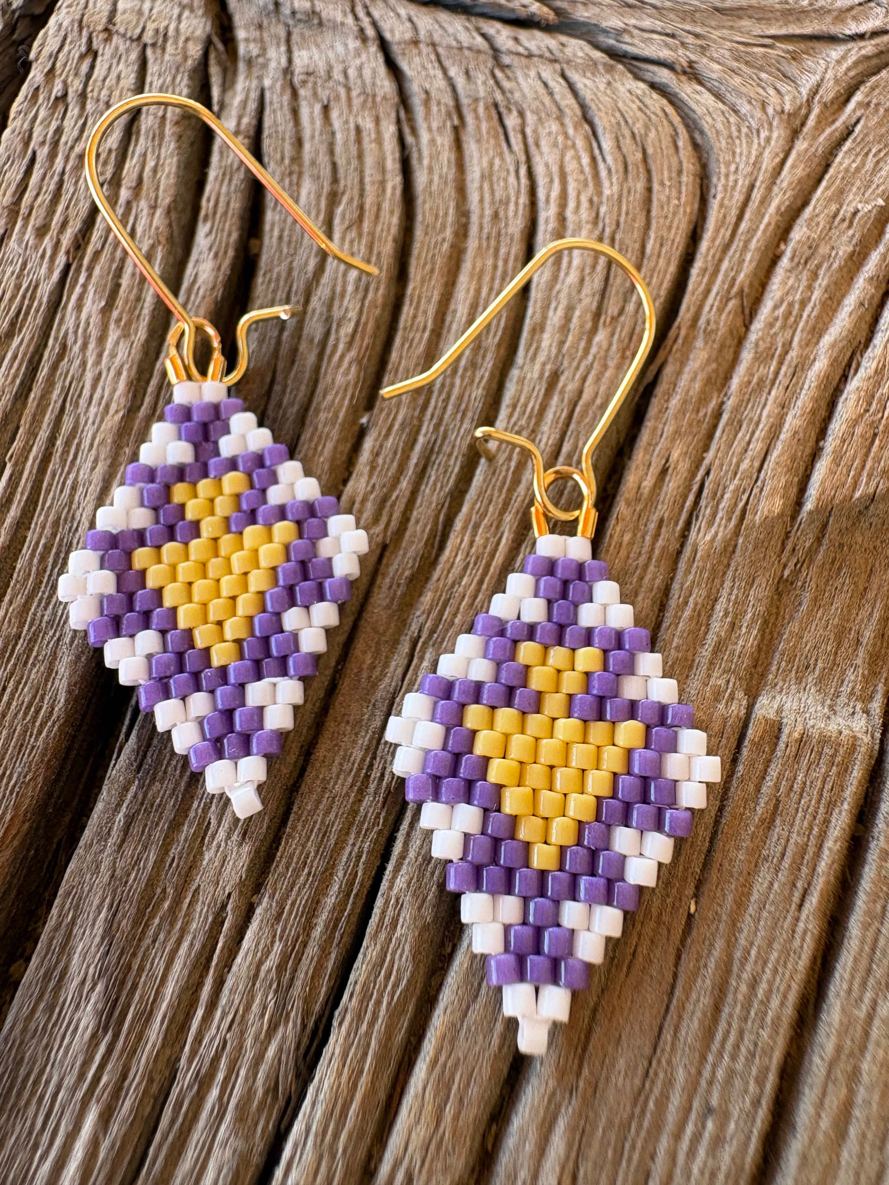 Calinnessee Designs Arrows Beaded Earrings |S Honey Lavender available in Joshua Tree at JT Trading Post