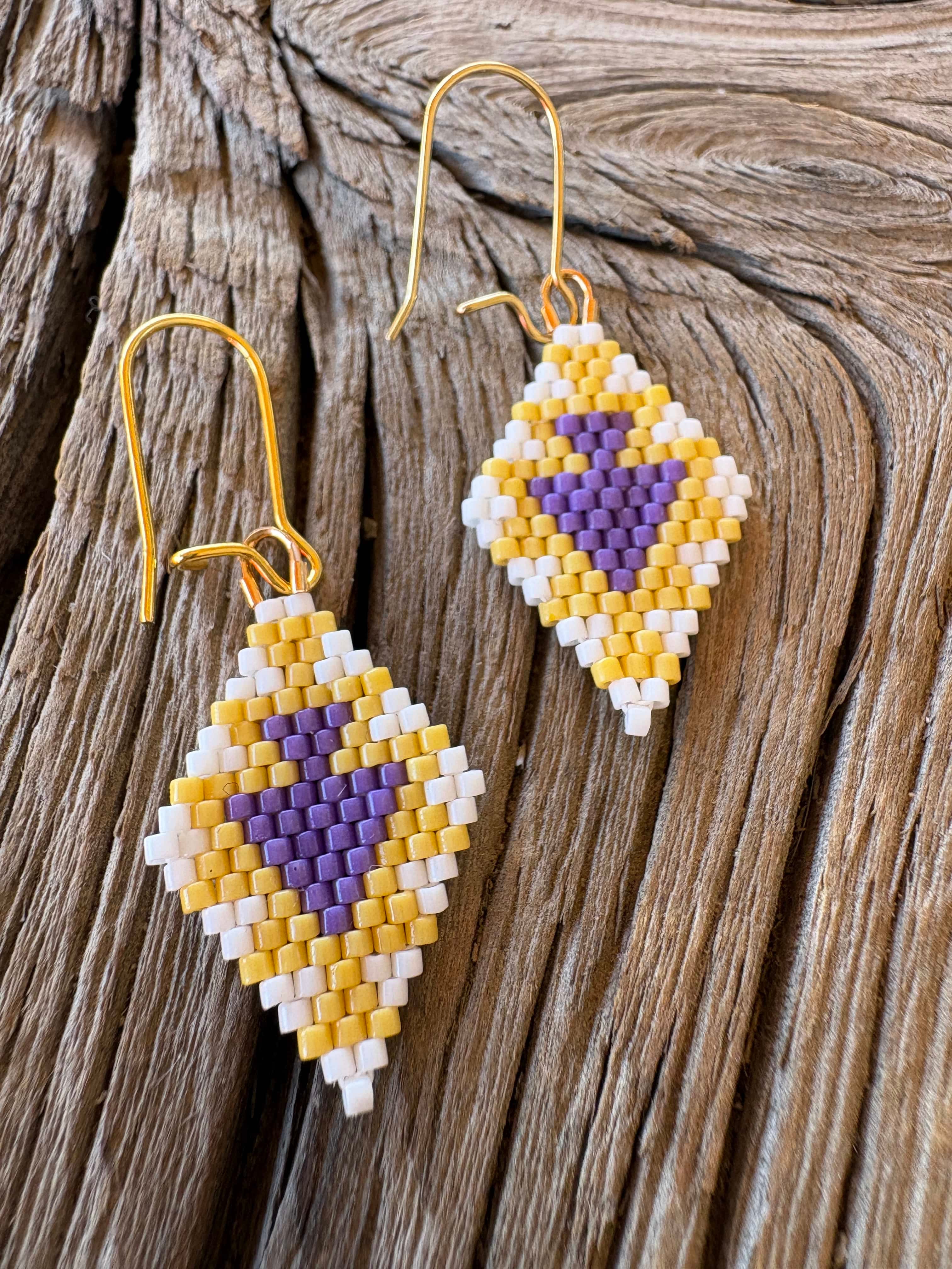 Calinnessee Designs Arrows Beaded Earrings |S Lavender Banana available in Joshua Tree at JT Trading Post