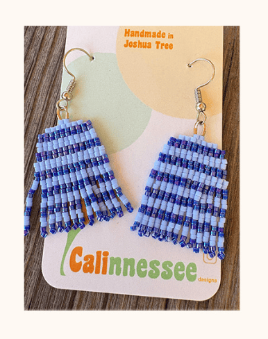 Calinnessee Designs Large French Navy Sailor Beaded Earrings | Ocean Blue available in Joshua Tree at JT Trading Post