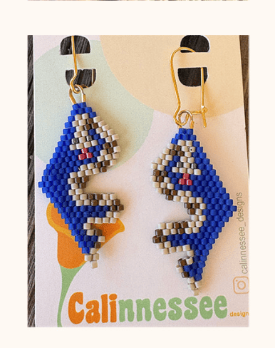 Calinnessee Designs Large Rattlesnake Beaded Earrings | Blue available in Joshua Tree at JT Trading Post