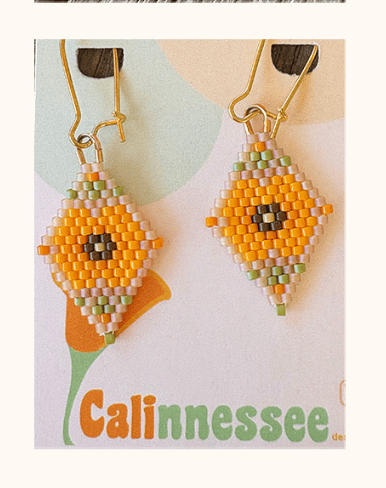 Calinnessee Designs Small Poppy Beaded Earrings | Orange available in Joshua Tree at JT Trading Post