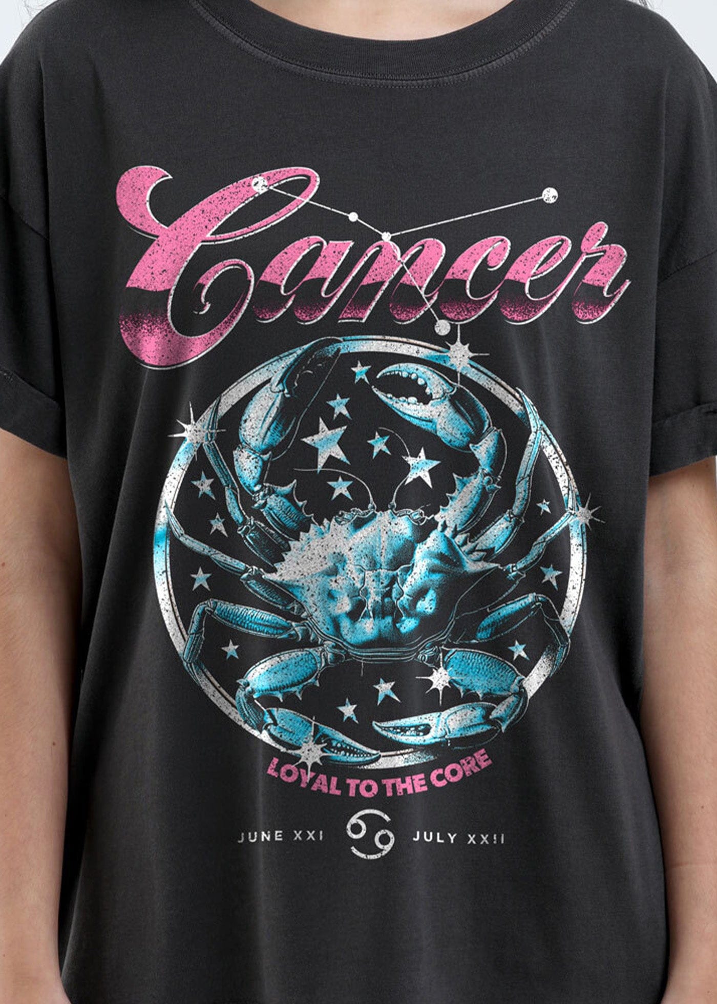 Girl-Dangerous Cancer Zodiac Reunion Tour Vintage Black Boyfriend Tee available in Joshua Tree at JT Trading Post