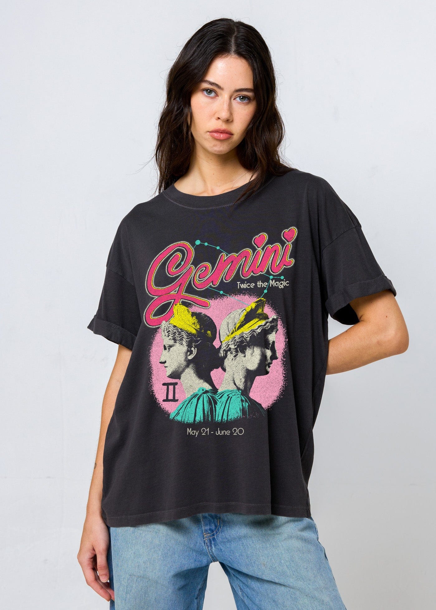 Girl-Dangerous Gemini Reunion Tour Vintage Black Boyfriend Tee available in Joshua Tree at JT Trading Post