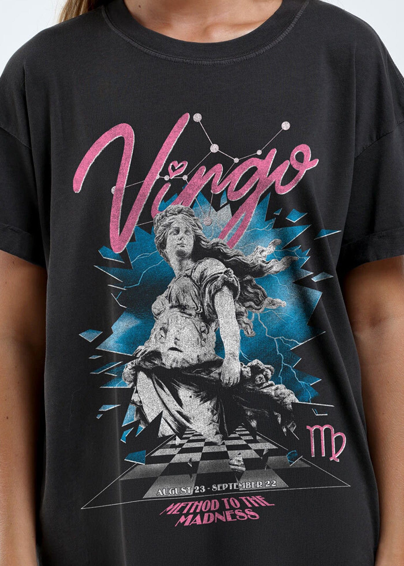 Girl-Dangerous Virgo Zodiac Reunion Tour Vintage Black Boyfriend Tee available in Joshua Tree at JT Trading Post