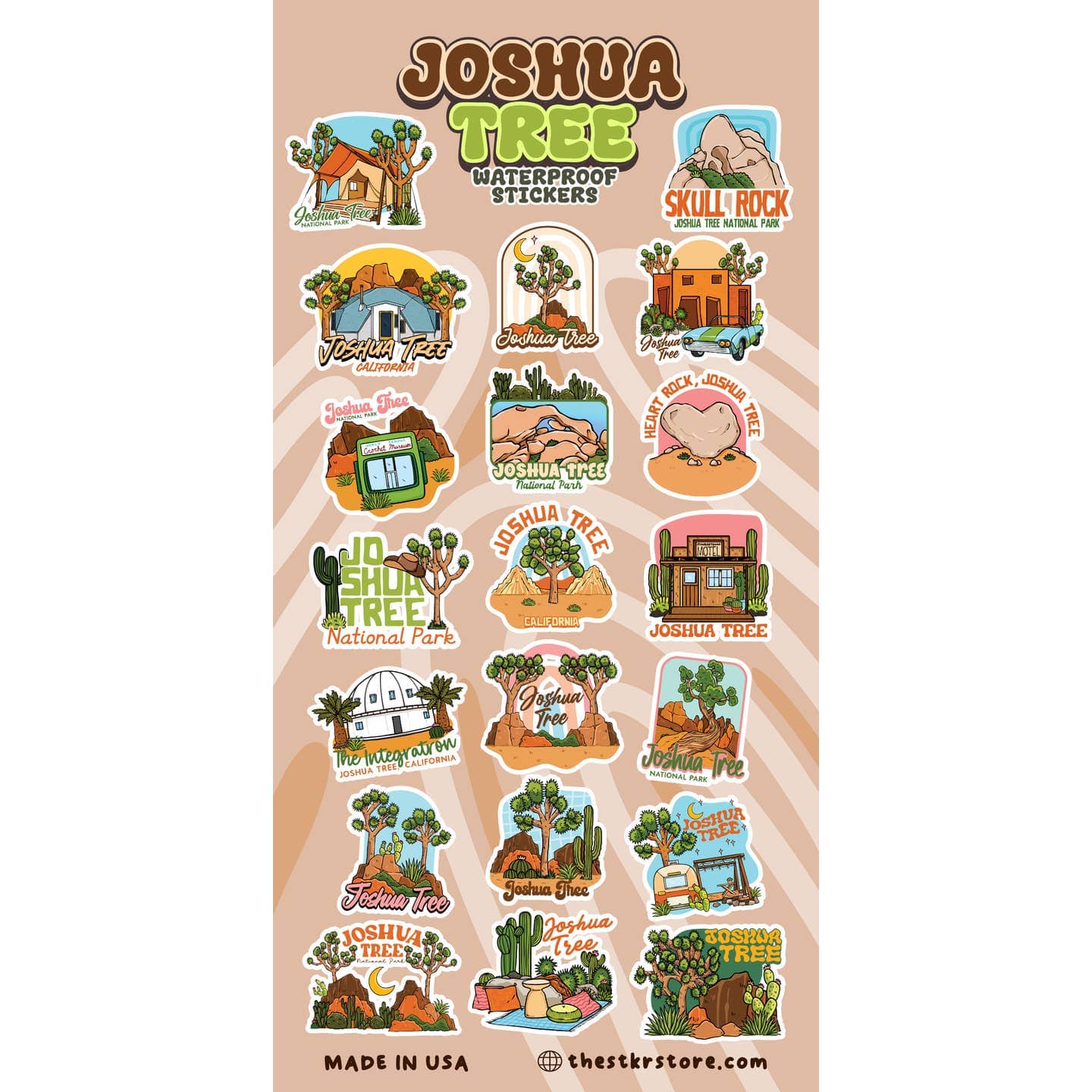JTTP Products Joshua Tree Sticker Sheet available in Joshua Tree at JT Trading Post