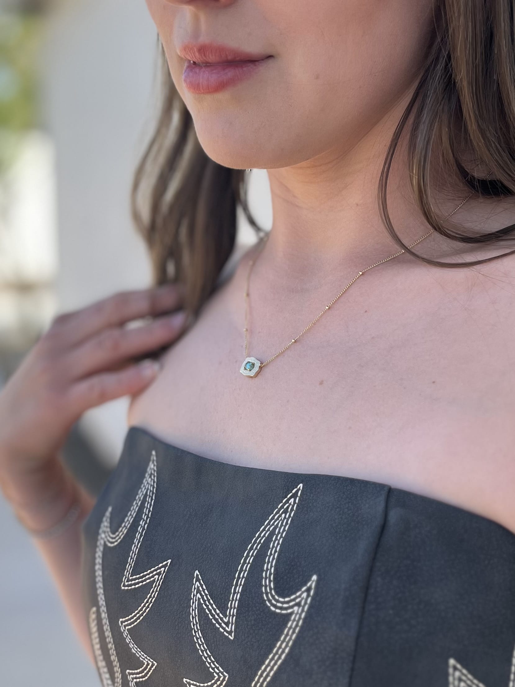 JTTP Products SpurWest | Ultra Mini Belt Buckle Necklace (Oasis) | Gold available in Joshua Tree at JT Trading Post