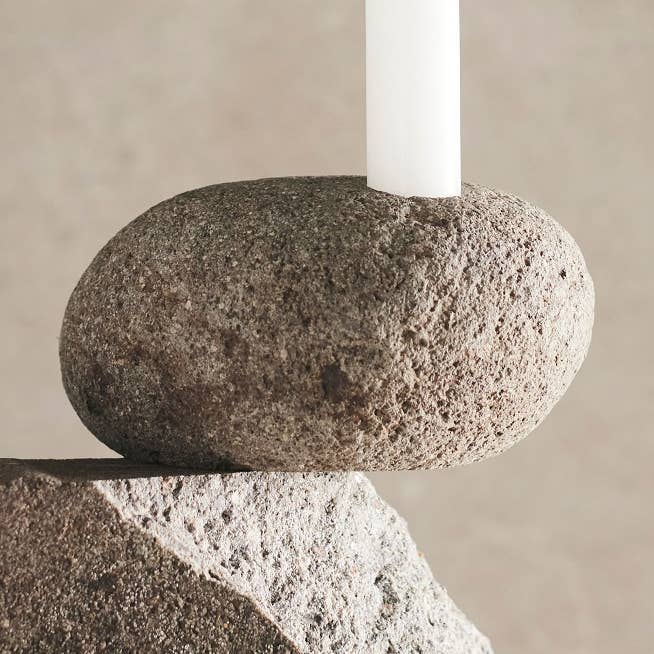 JTTP Products Stone Candle Holder | Grey Natural available in Joshua Tree at JT Trading Post