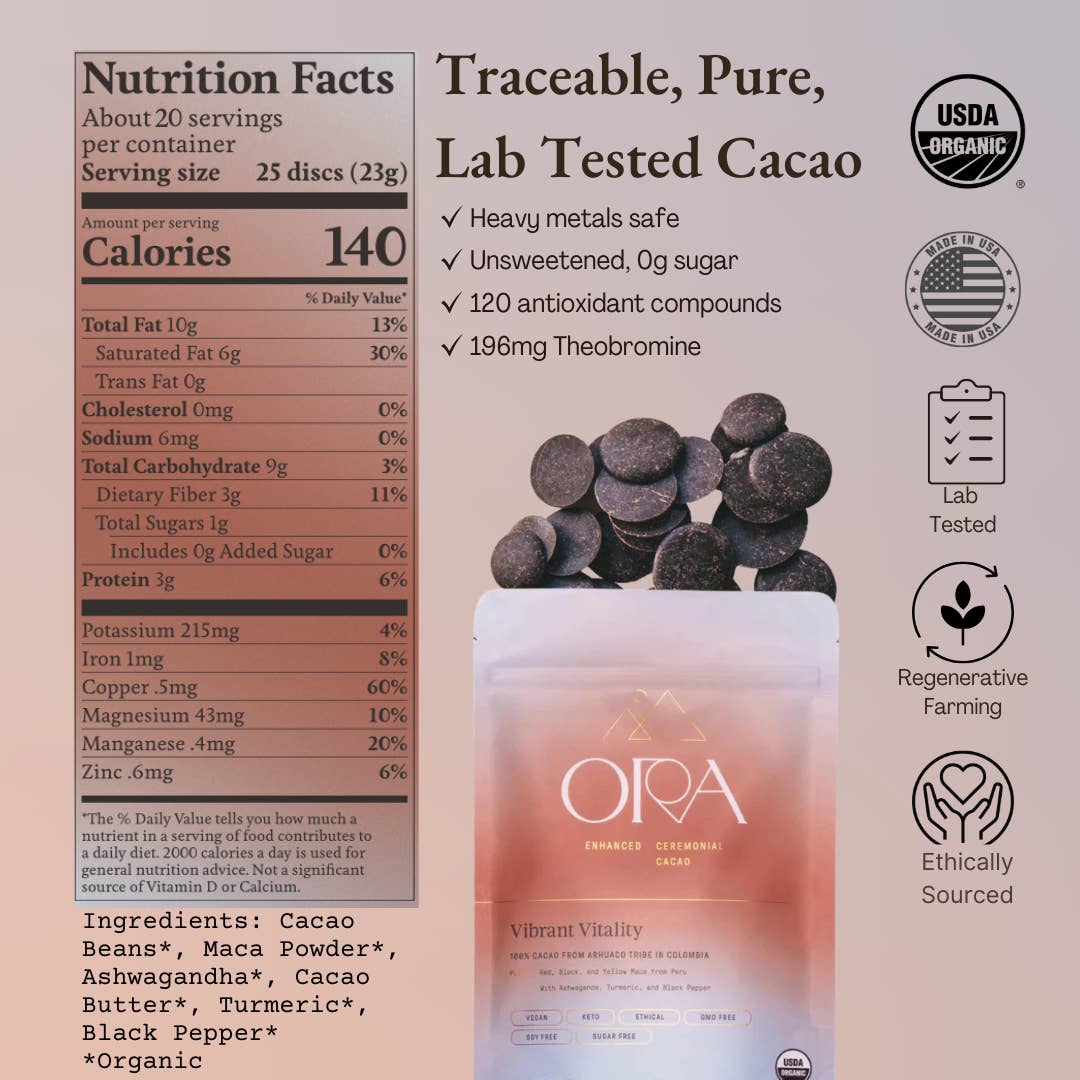 JTTP Products Vibrant Vitality Cacao | Organic Ceremonial Chocolate available in Joshua Tree at JT Trading Post