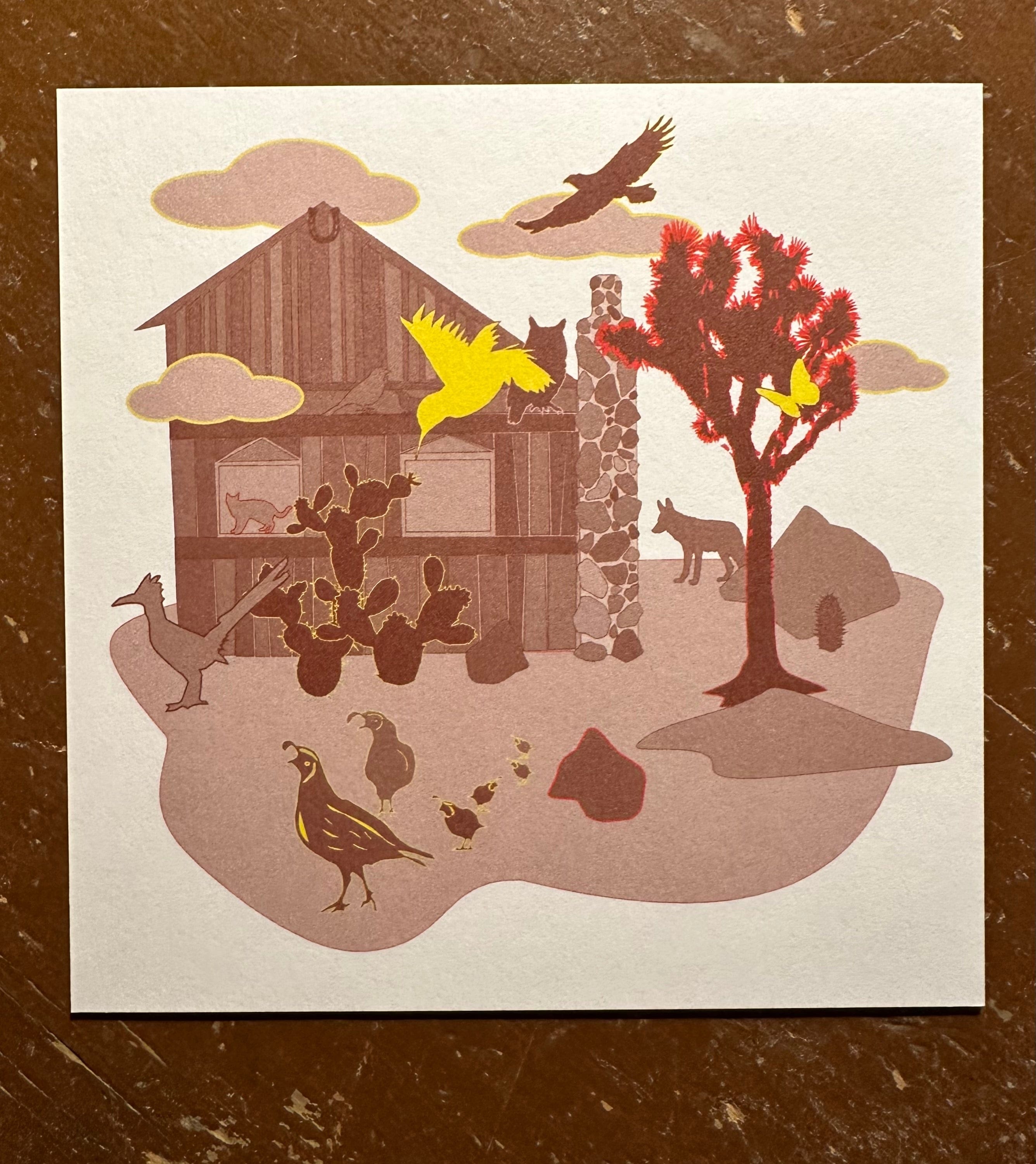 kreaturetown Postcard: Quail Ranch available in Joshua Tree at JT Trading Post