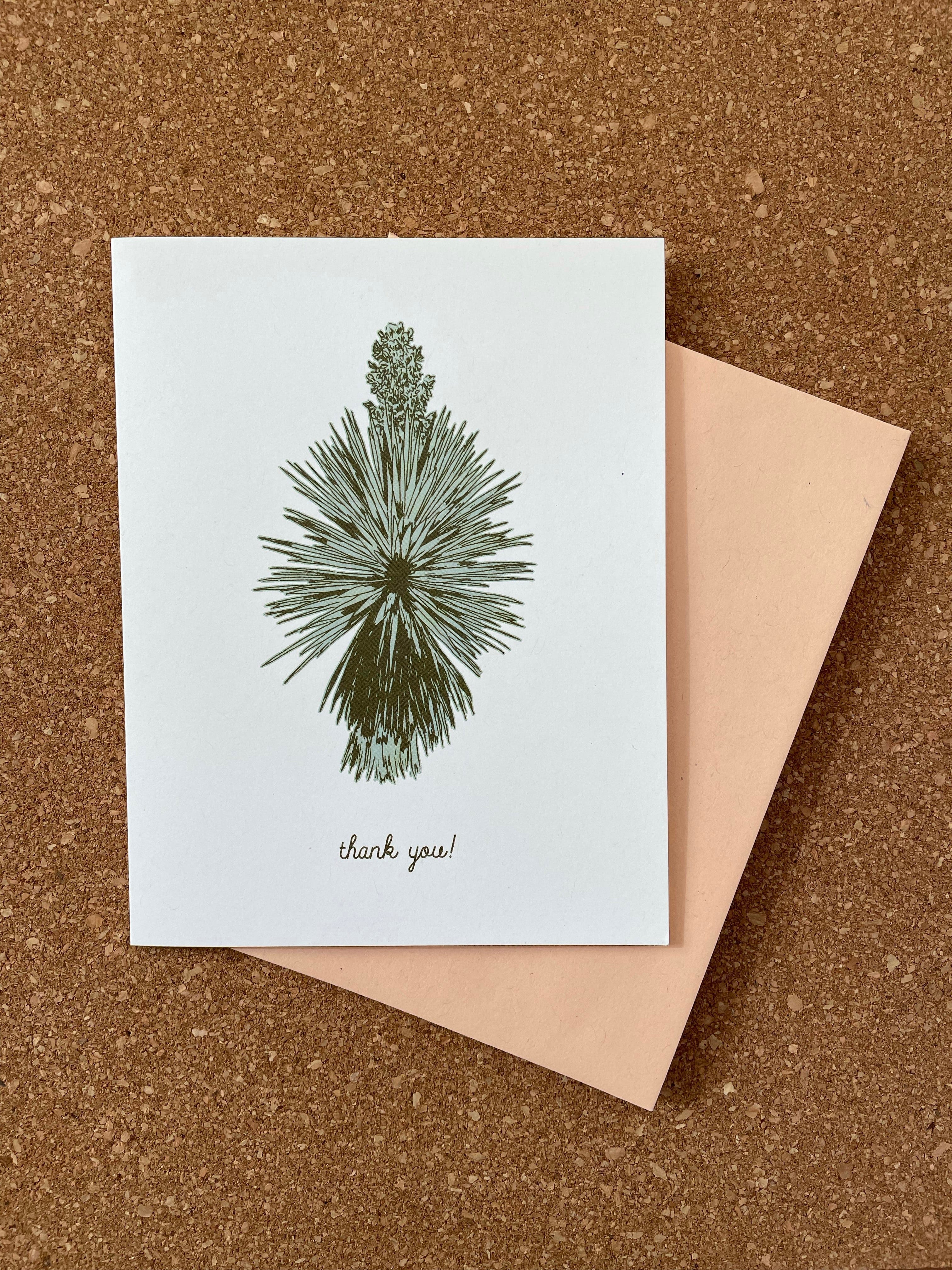 Opal Atlas Mojave Yucca Greeting Card - thank you! available in Joshua Tree at JT Trading Post