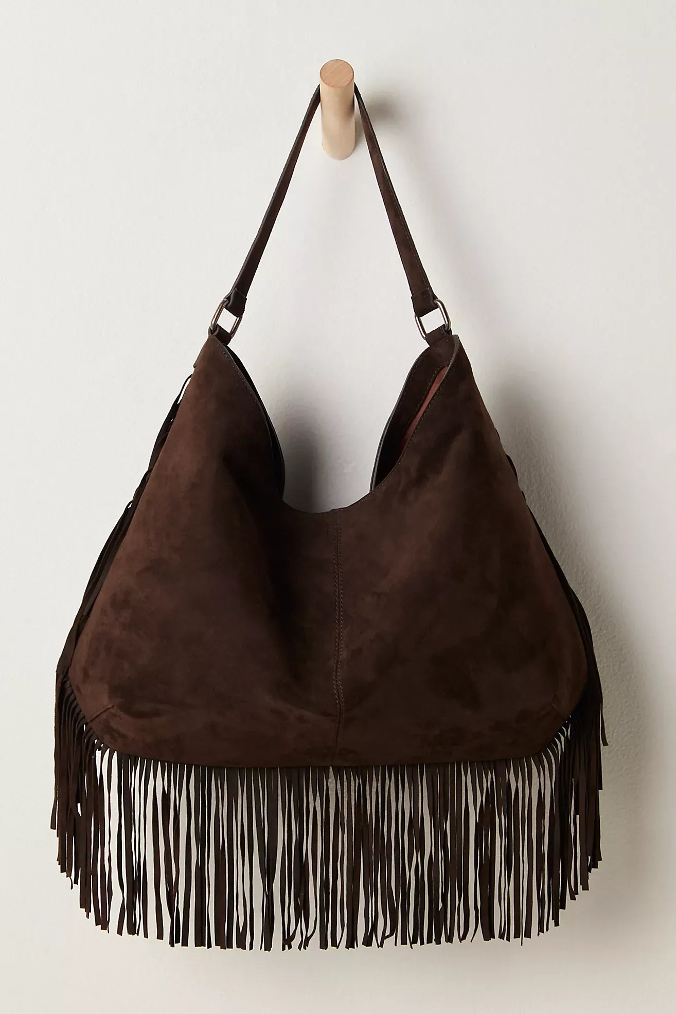 Roaming Travelers Finn Fringe Suede Shoulder Bag | Expresso available in Joshua Tree at JT Trading Post