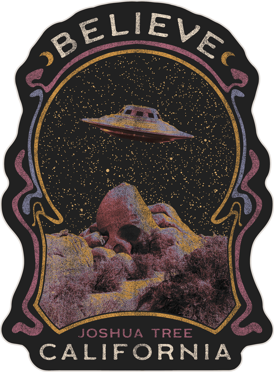 Roaming Travelers JT Believe Sticker available in Joshua Tree at JT Trading Post