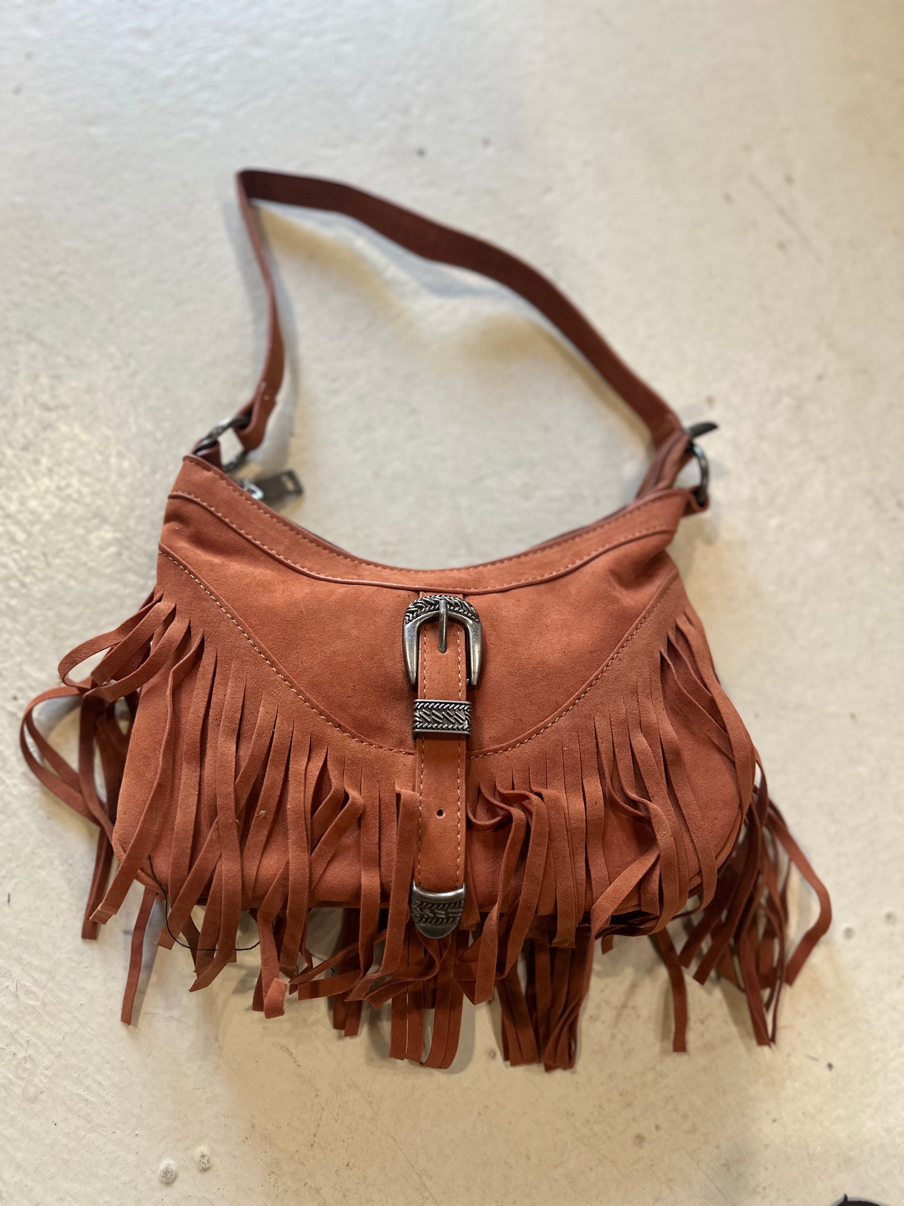 Roaming Travelers Orange Western Buckle Fringe Shoulder Bag available in Joshua Tree at JT Trading Post