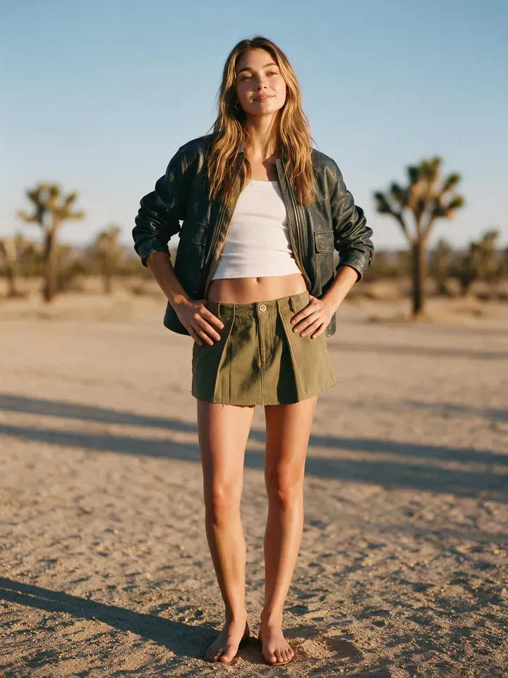 Roaming Travelers Riverfront Surplus Mini Skirt | Free People available in Joshua Tree at JT Trading Post