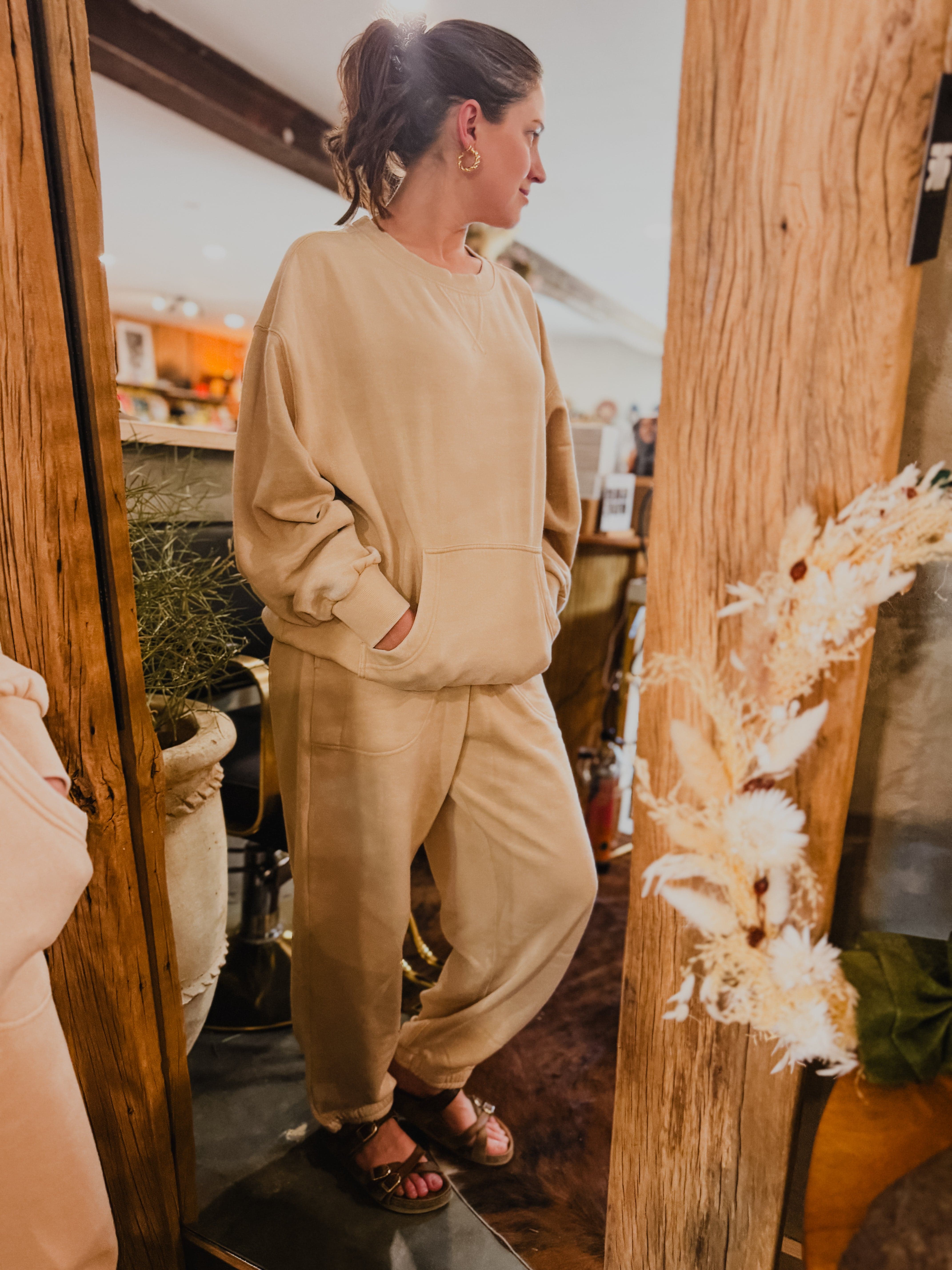 Roaming Travelers Slow it Down Pullover | Morning Oat available in Joshua Tree at JT Trading Post
