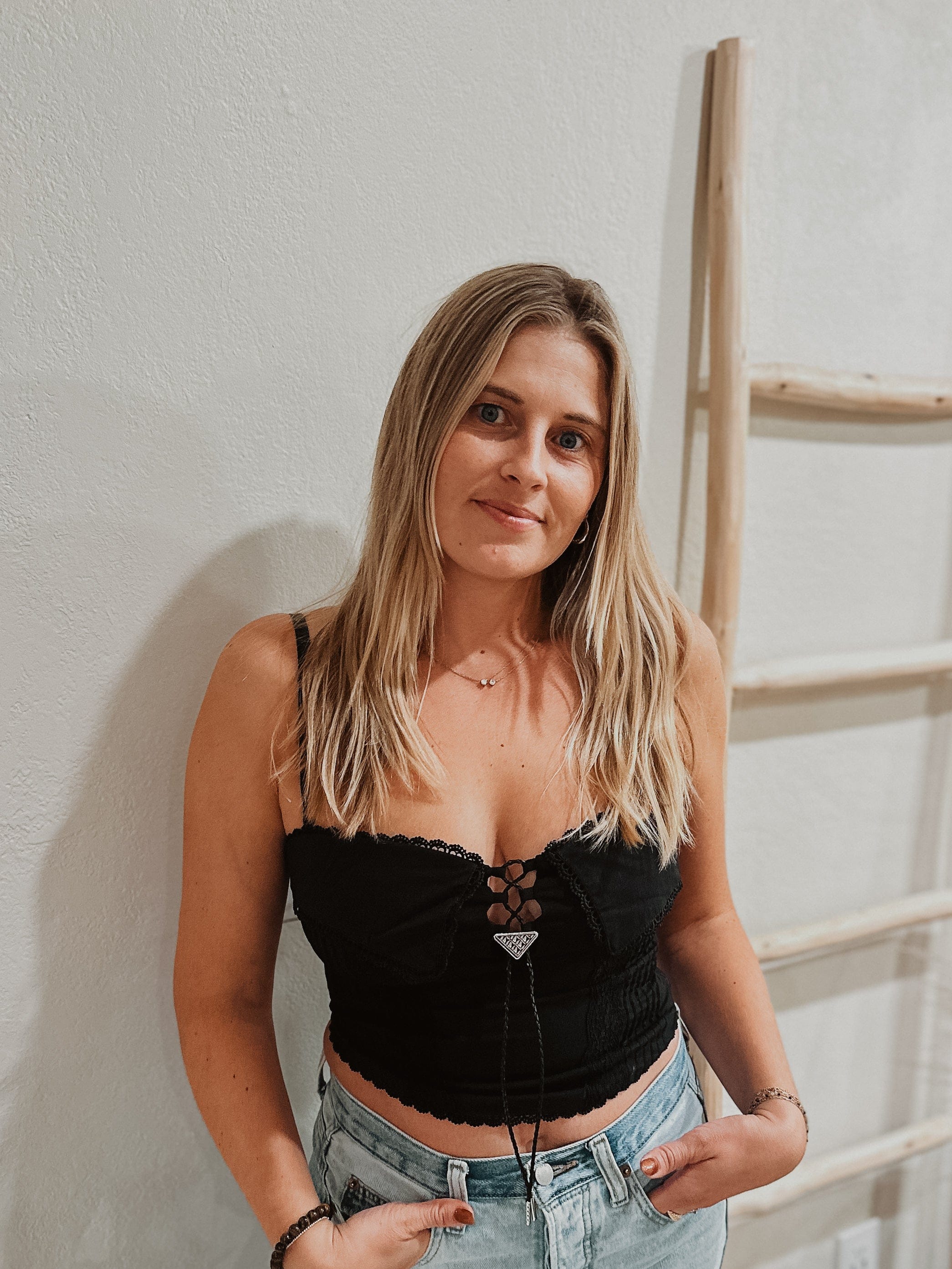 Roaming Travelers Strapless Western Top with Bolo Tie available in Joshua Tree at JT Trading Post