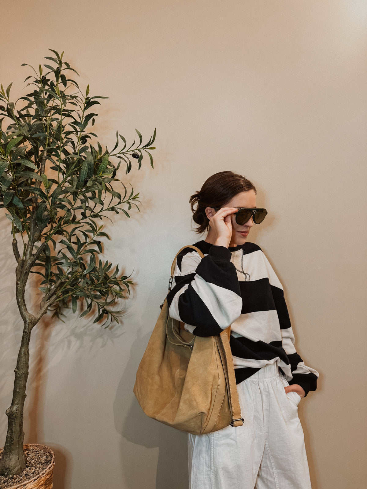 Roaming Travelers We The Free Classic Striped Oversized Crewneck available in Joshua Tree at JT Trading Post