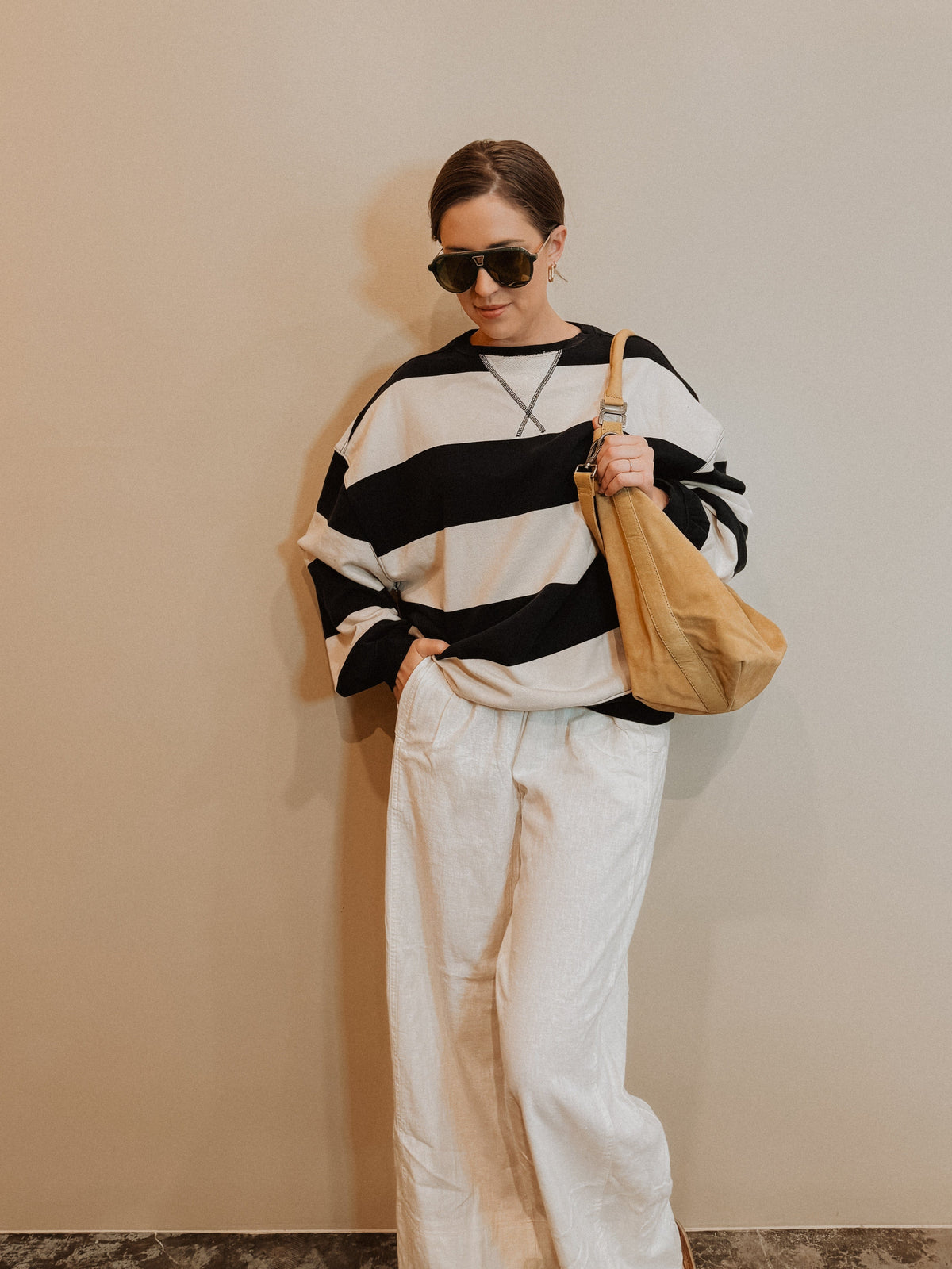 Roaming Travelers We The Free Classic Striped Oversized Crewneck available in Joshua Tree at JT Trading Post