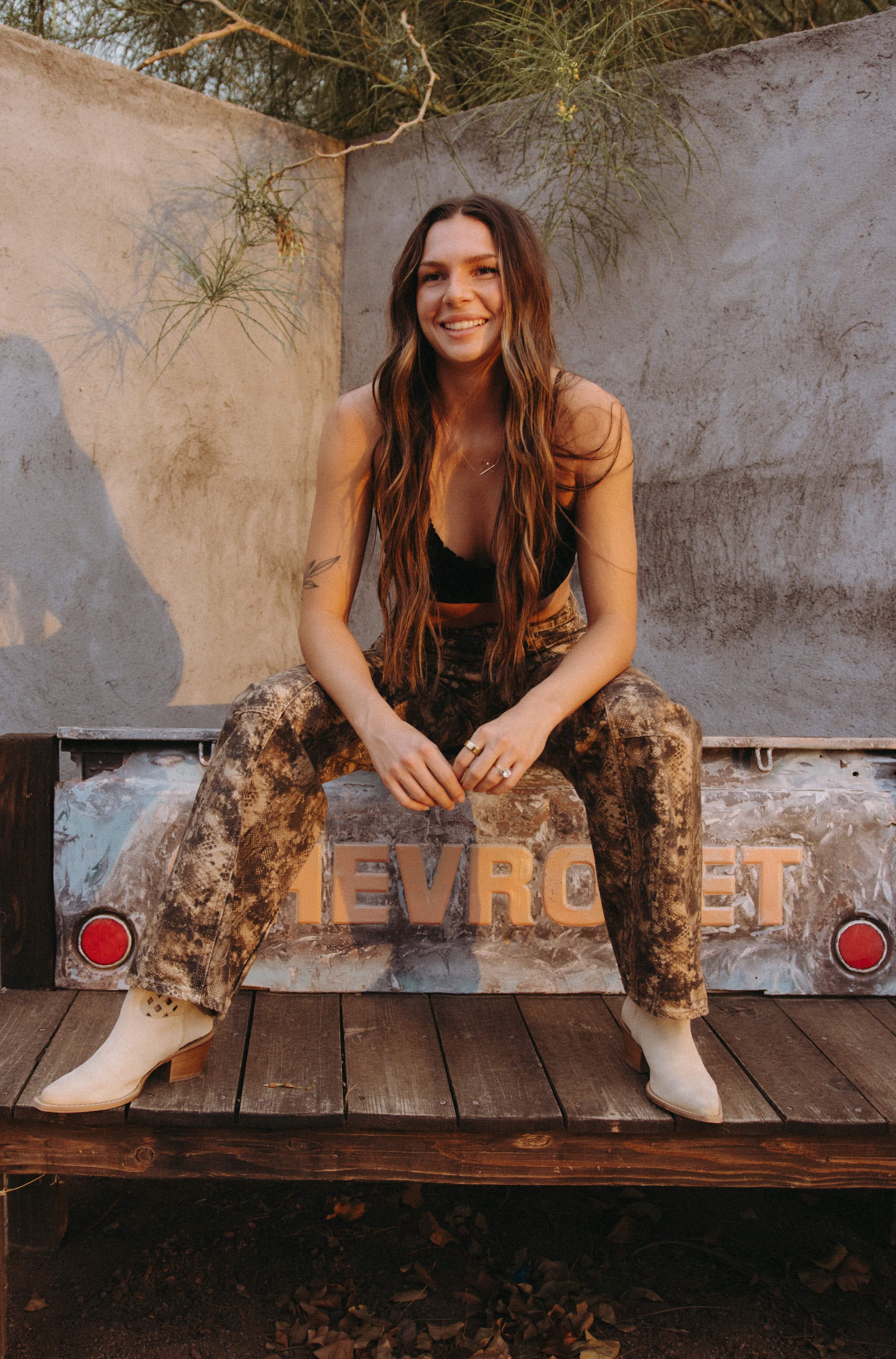 Free People Jeans We The Free Fable Printed Low-Rise Twisted Bowed Jeans