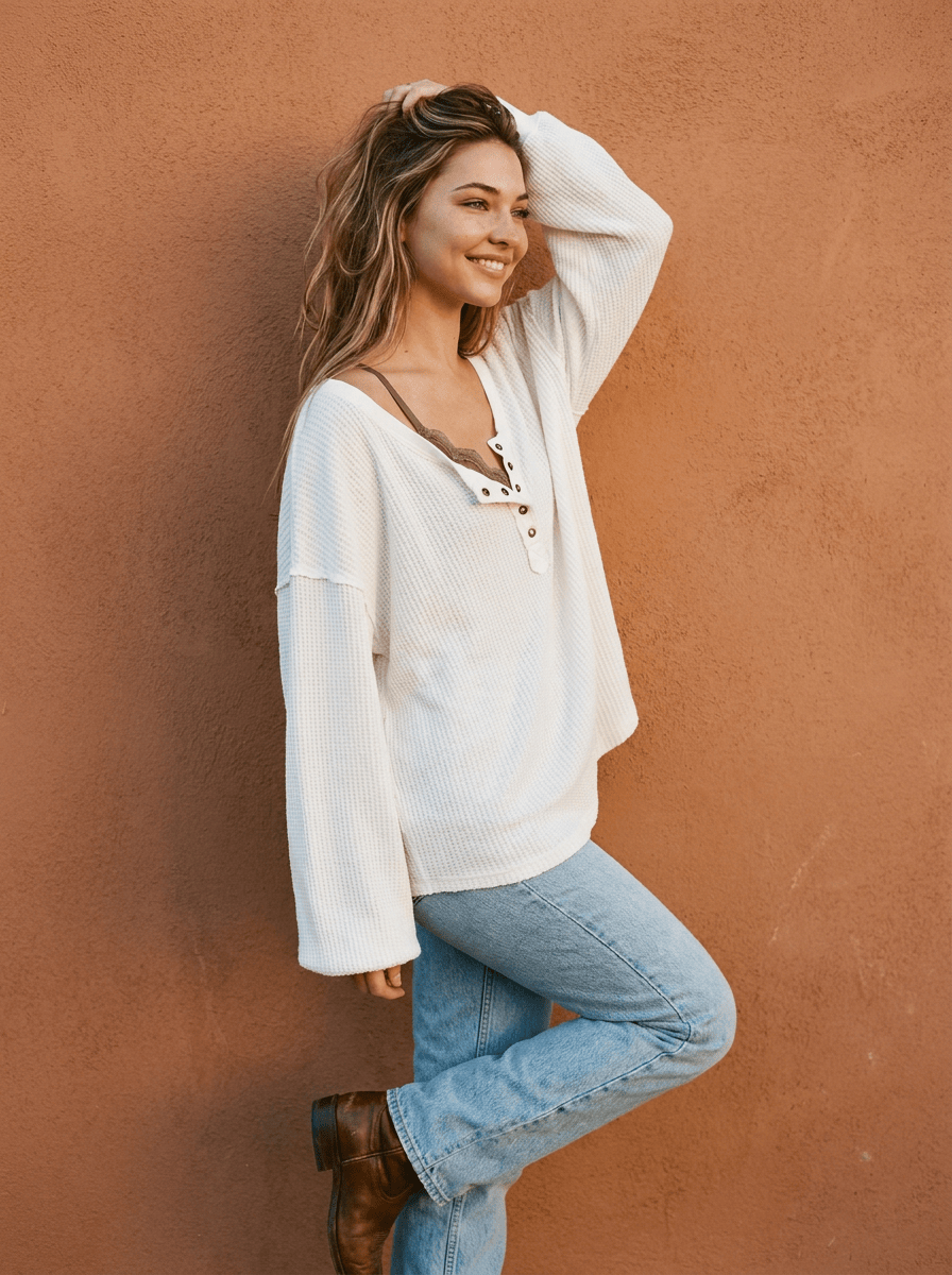 Free People Shirts & Tops We The Free Montreal Oversized Thermal Henley