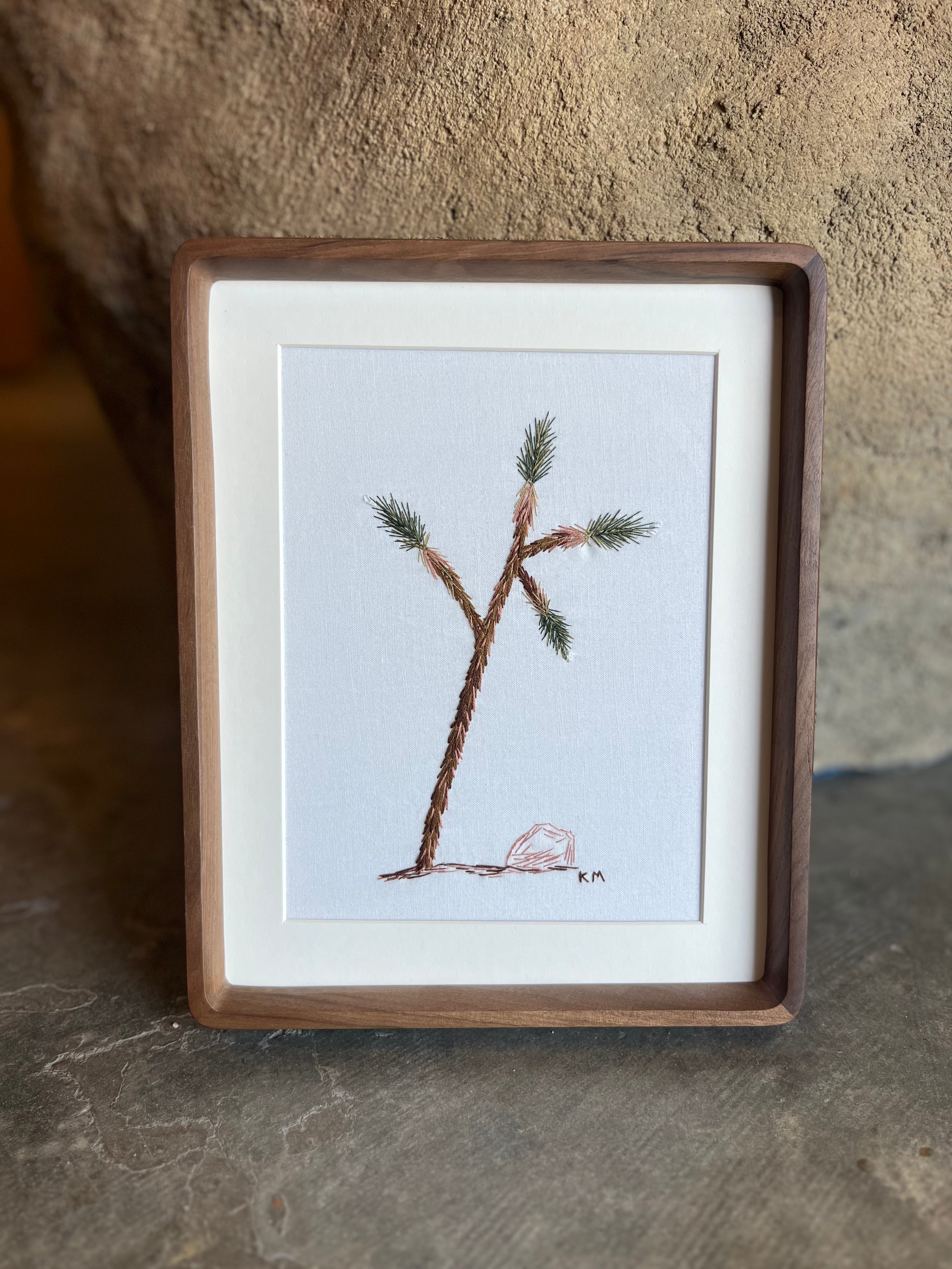 Seamstress Kate Hand-Embroidered Joshua Tree | 8"X10" Walnut Frame available in Joshua Tree at JT Trading Post