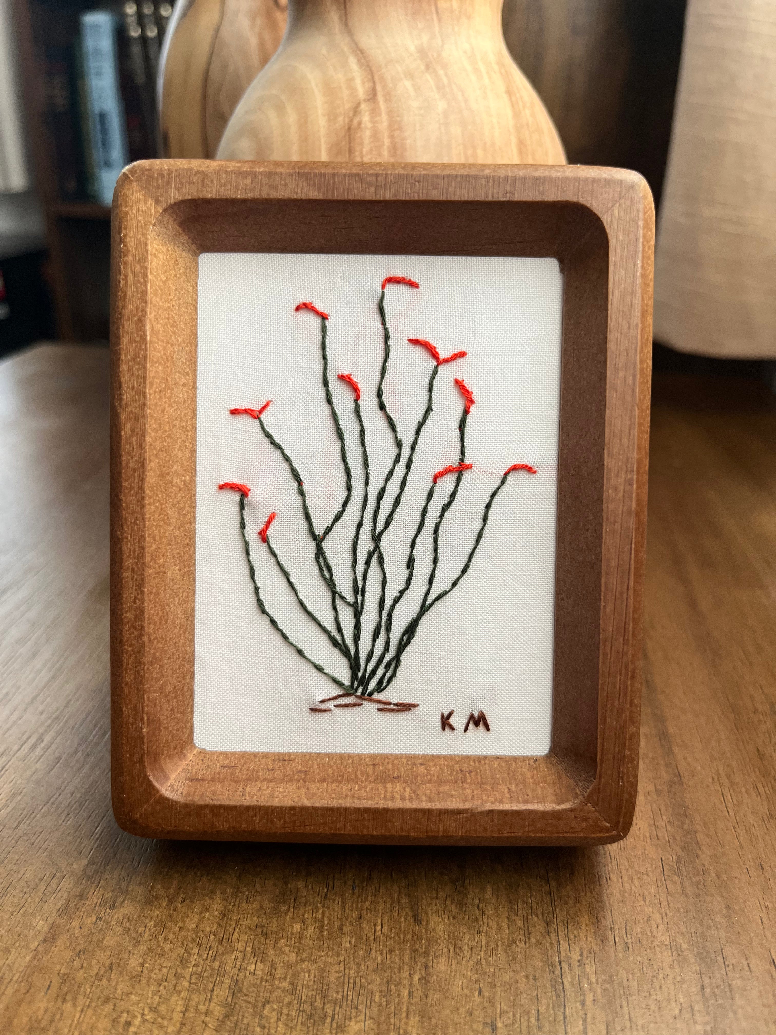 Seamstress Kate Hand Embroidered Ocotillo | 3X4” Frame available in Joshua Tree at JT Trading Post