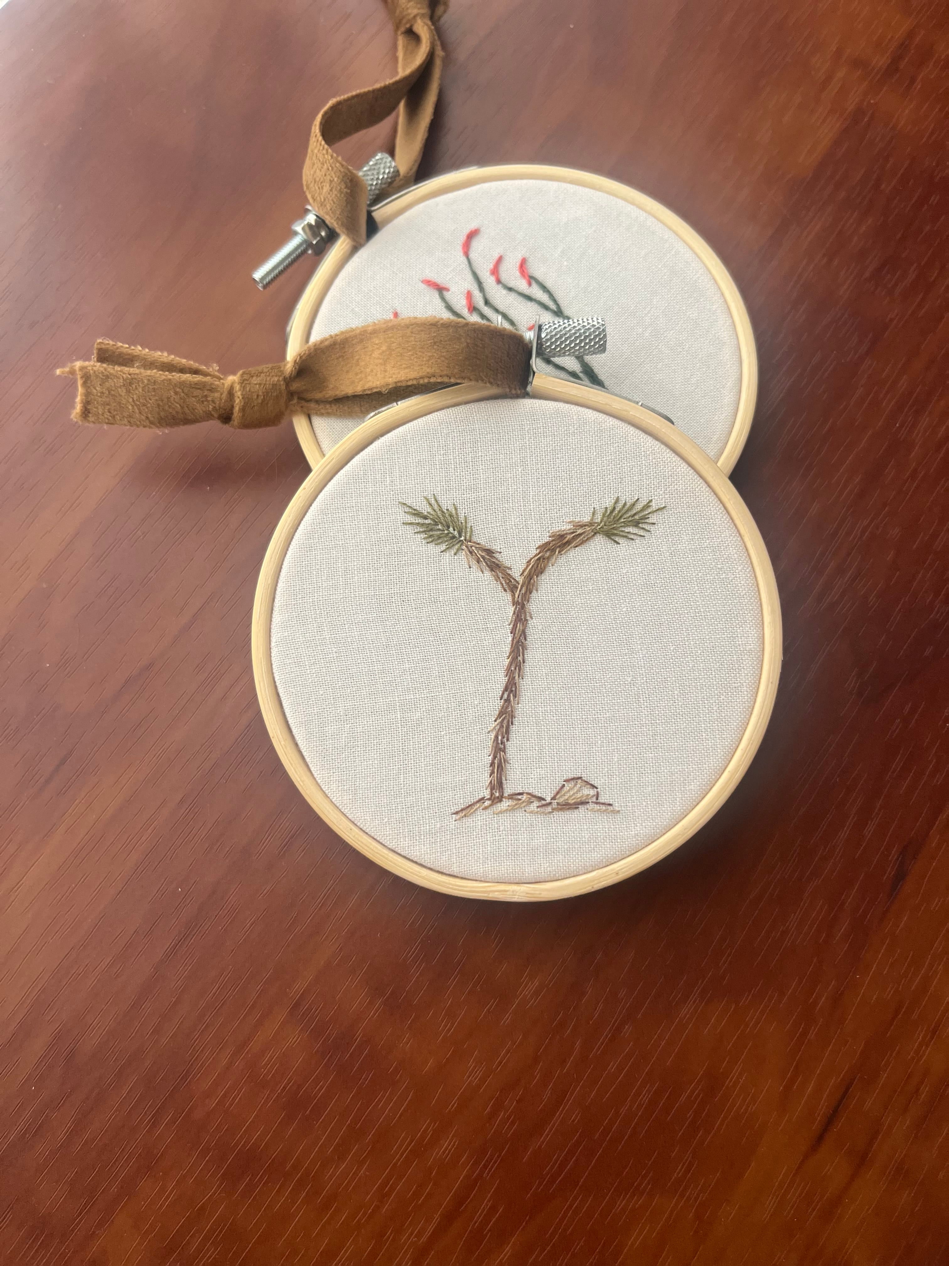 Seamstress Kate Hand Embroidered Joshua Tree | 3" Hoop available in Joshua Tree at JT Trading Post