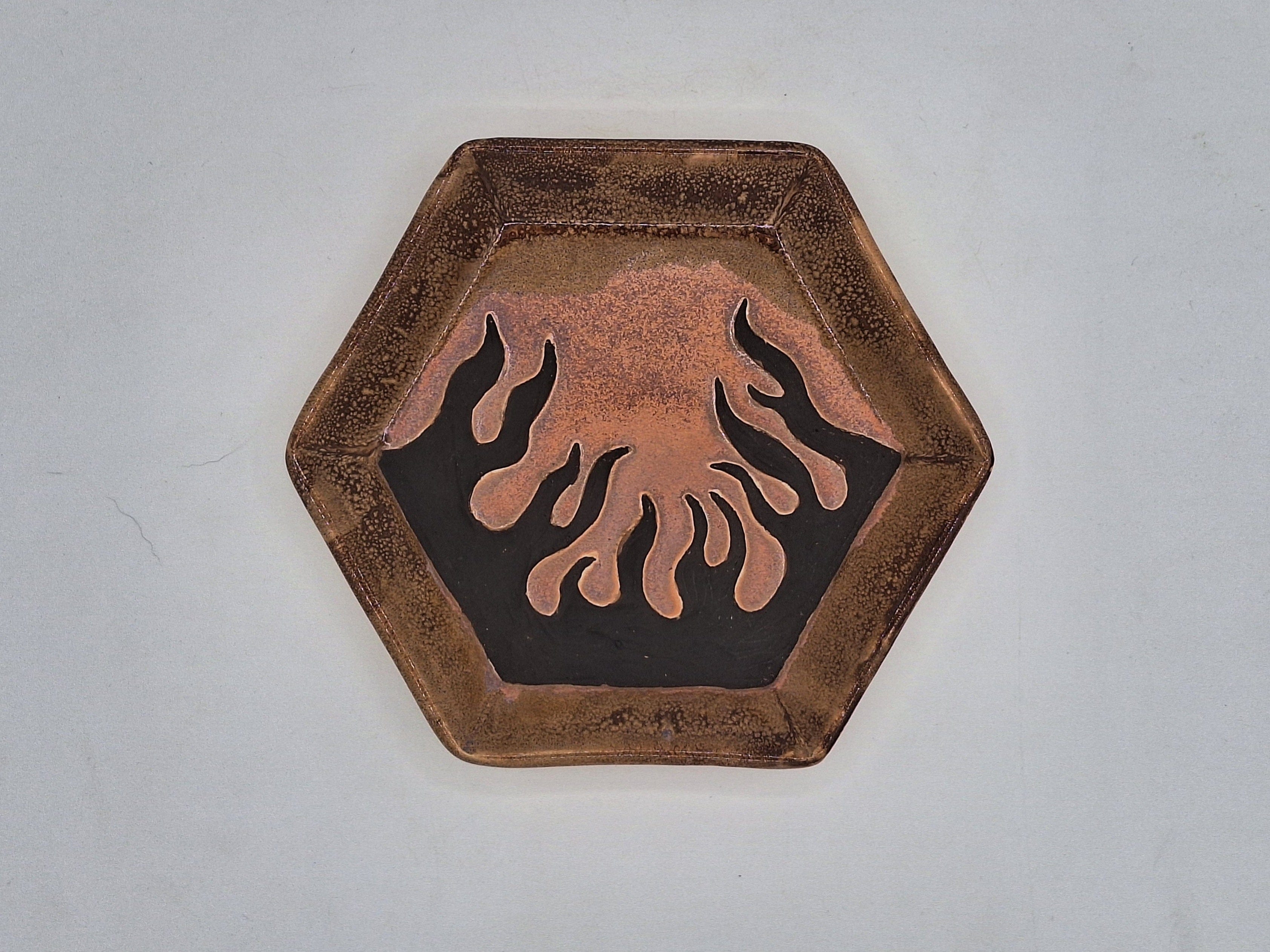 Stray Ceramics Flame Plate Hexagon Medium available in Joshua Tree at JT Trading Post