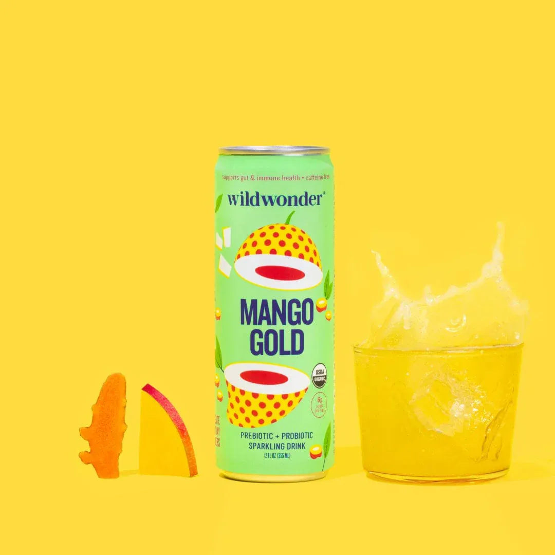 The Nomadic People Prebiotic + Probiotic Sparkling Drink: Mango Gold available in Joshua Tree at JT Trading Post