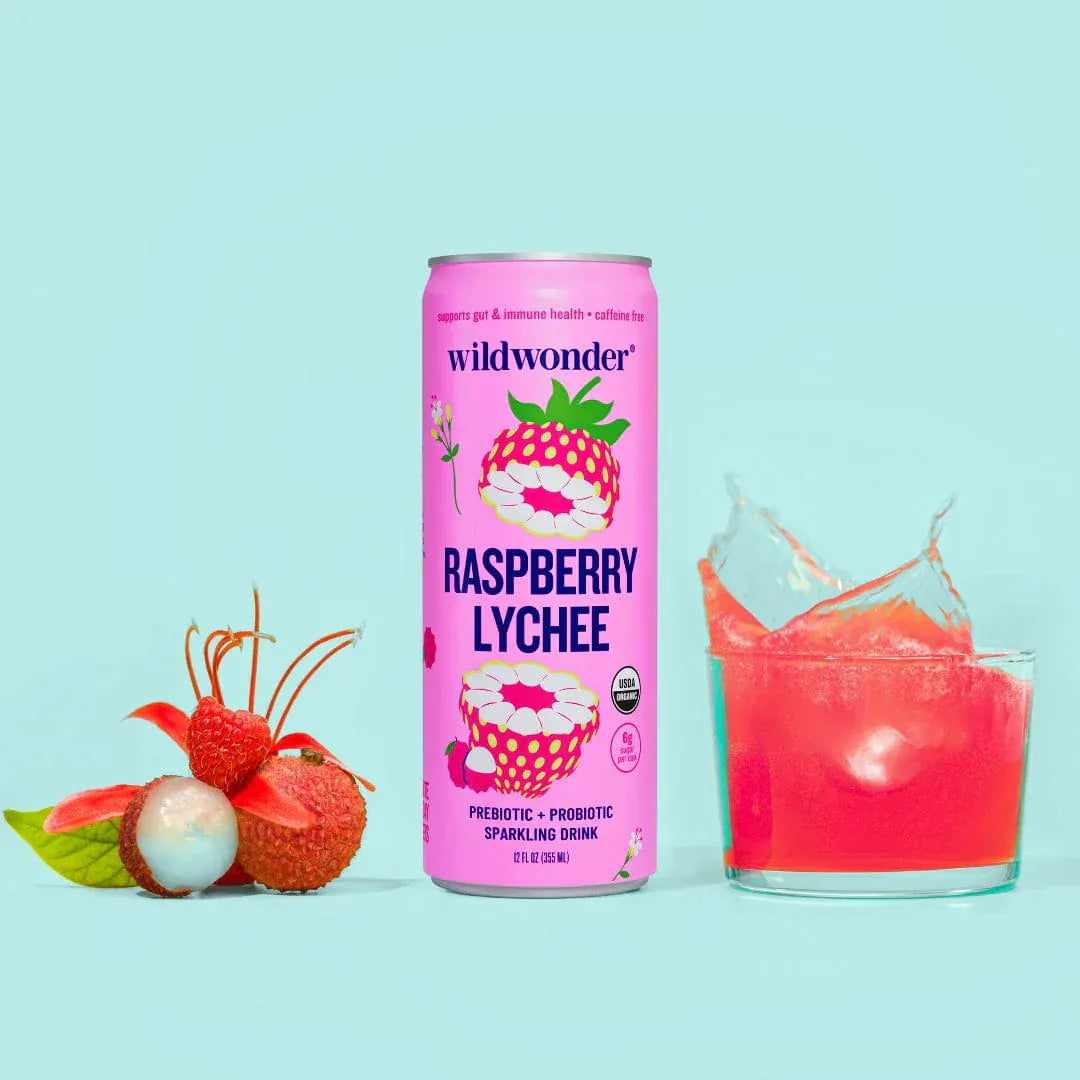 The Nomadic People Prebiotic + Probiotic Sparkling Drink: Raspberry Lychee available in Joshua Tree at JT Trading Post