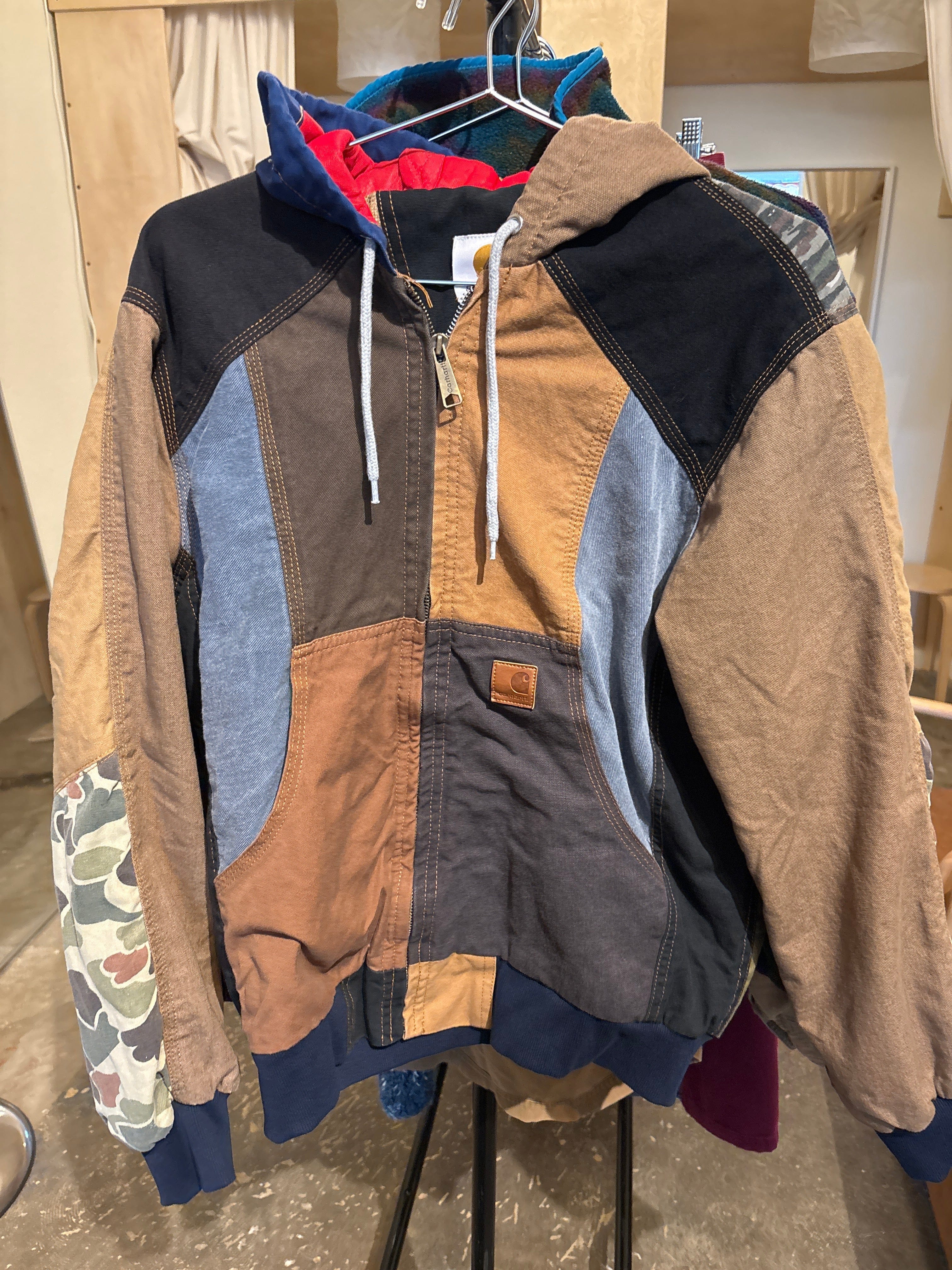 Venus Of The Desert Upcycled Carhartt patchwork jacket available in Joshua Tree at JT Trading Post