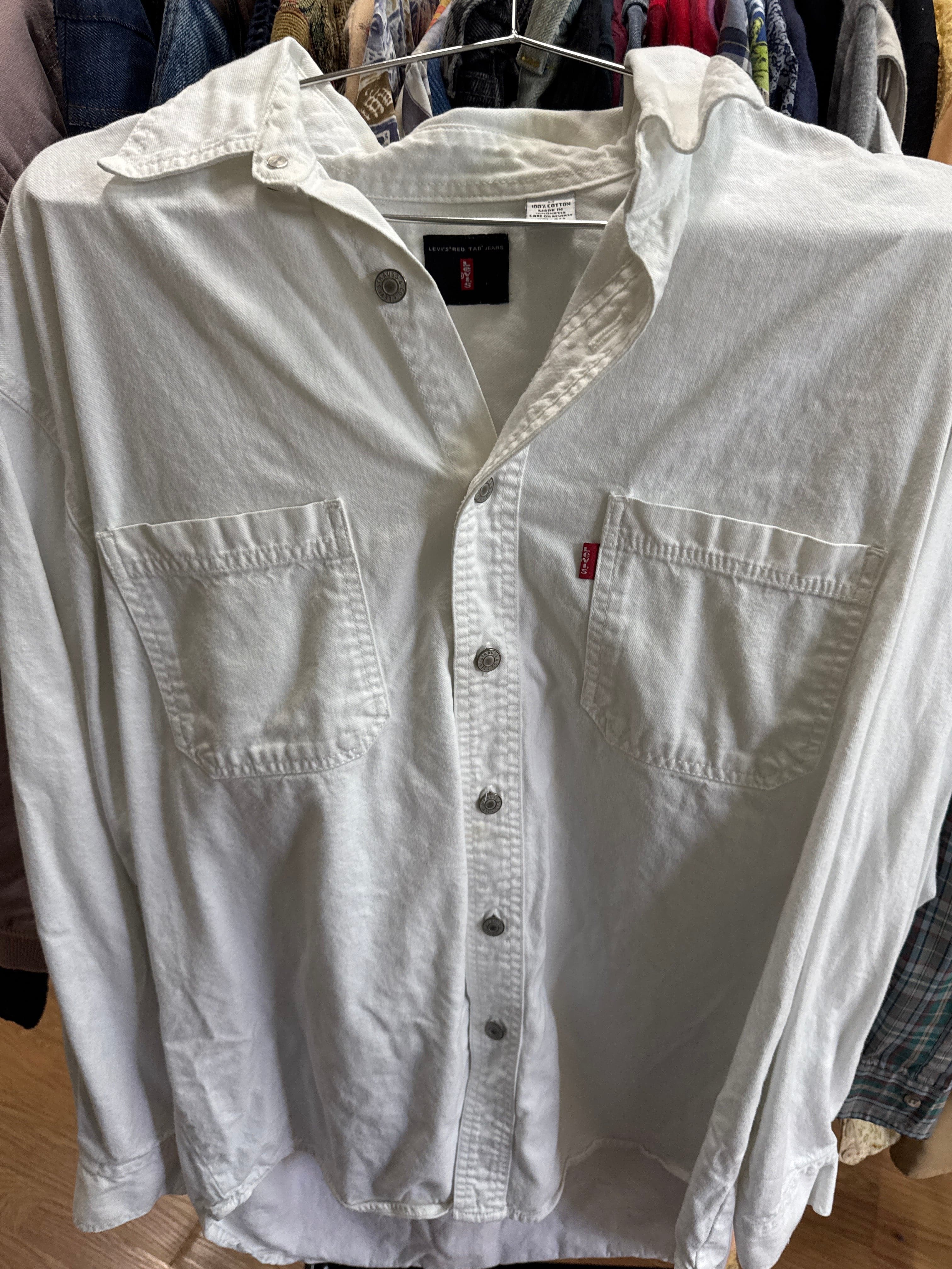 Venus Of The Desert Vtg Levis White Denim Button Shirt available in Joshua Tree at JT Trading Post