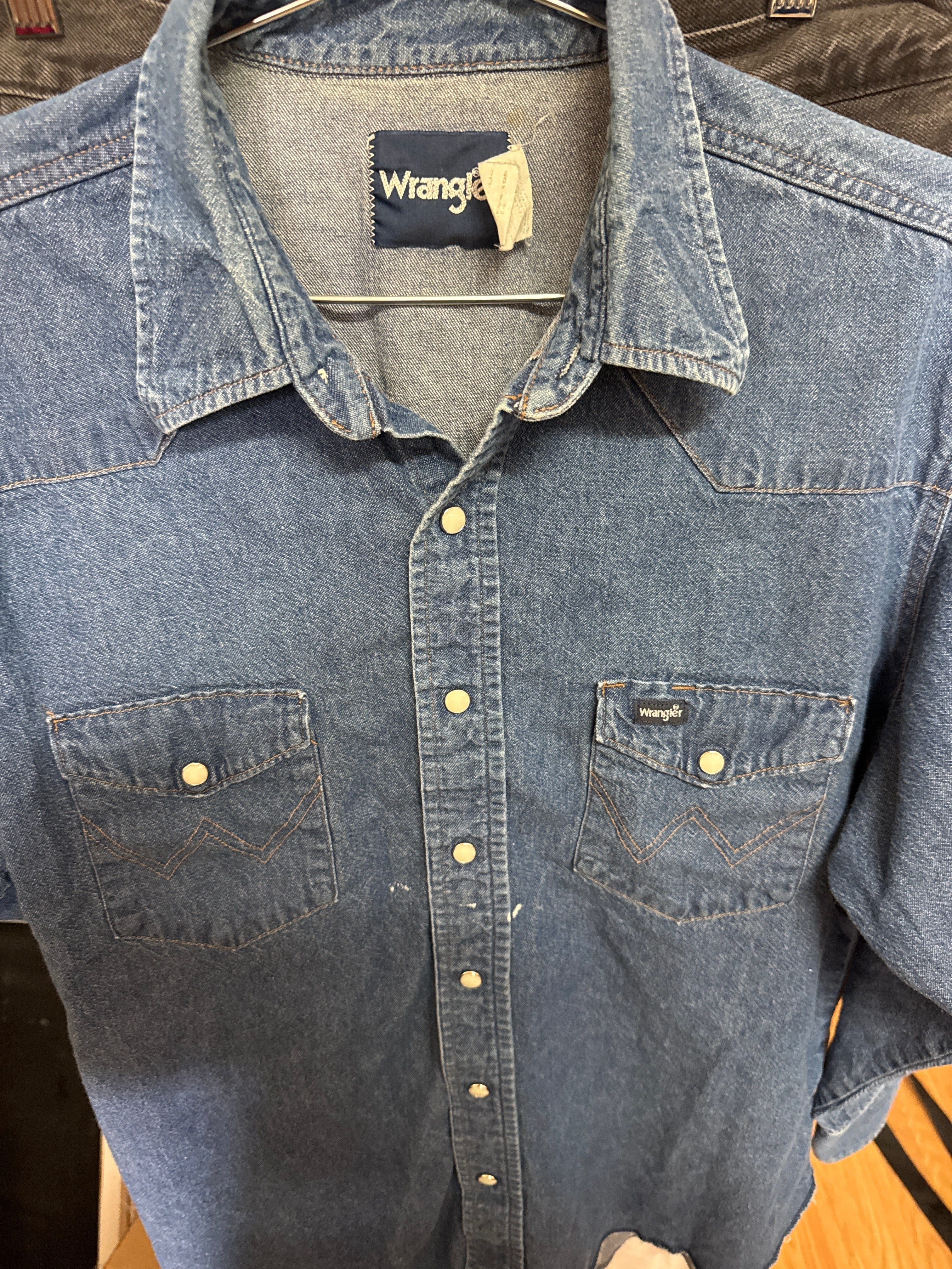 Venus Of The Desert VTG Wrangler Worn In Denim Snaps available in Joshua Tree at JT Trading Post