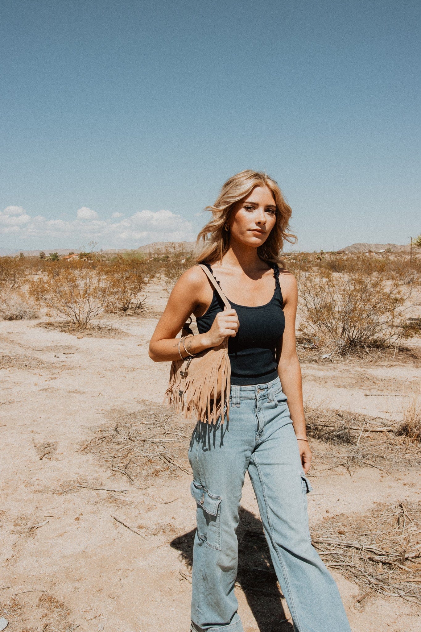 JTTP Products Chocolate Western Buckle Fringe Shoulder Bag