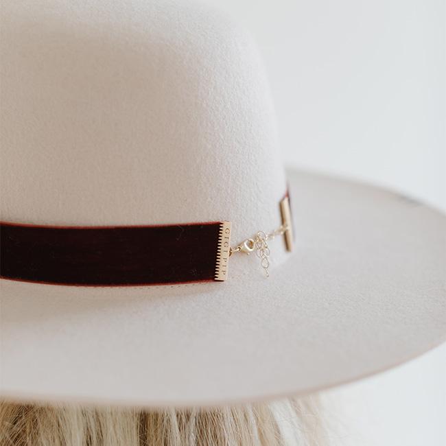 JTTP Products GIGI PIP - Rusty Red Velvet Chain Hat Band available in Joshua Tree at JT Trading Post