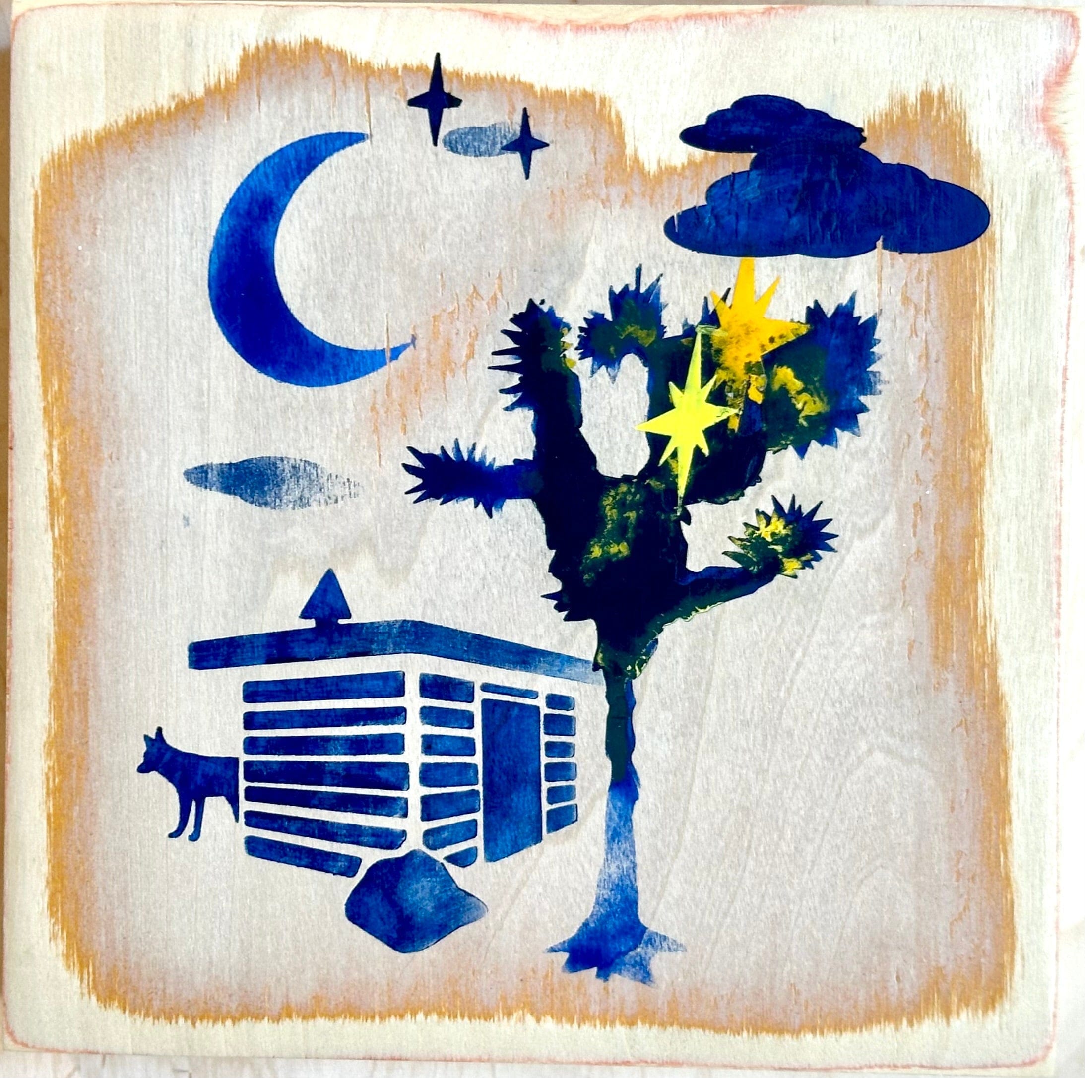 kreaturetown Original Kreaturetown Wood Panel: 6x6 available in Joshua Tree at JT Trading Post