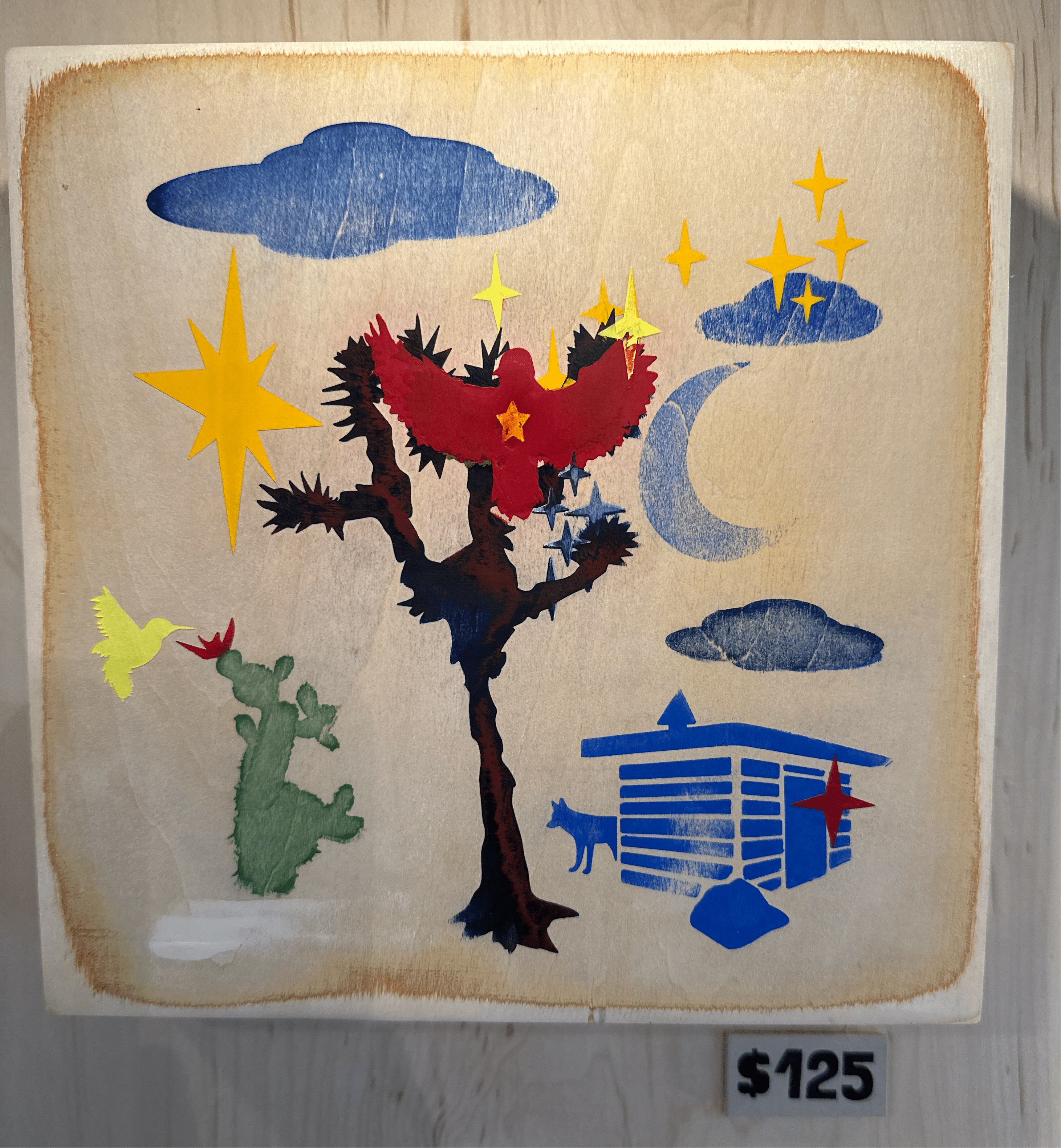 kreaturetown Original Kreaturetown Wood Panel: 8x8" available in Joshua Tree at JT Trading Post