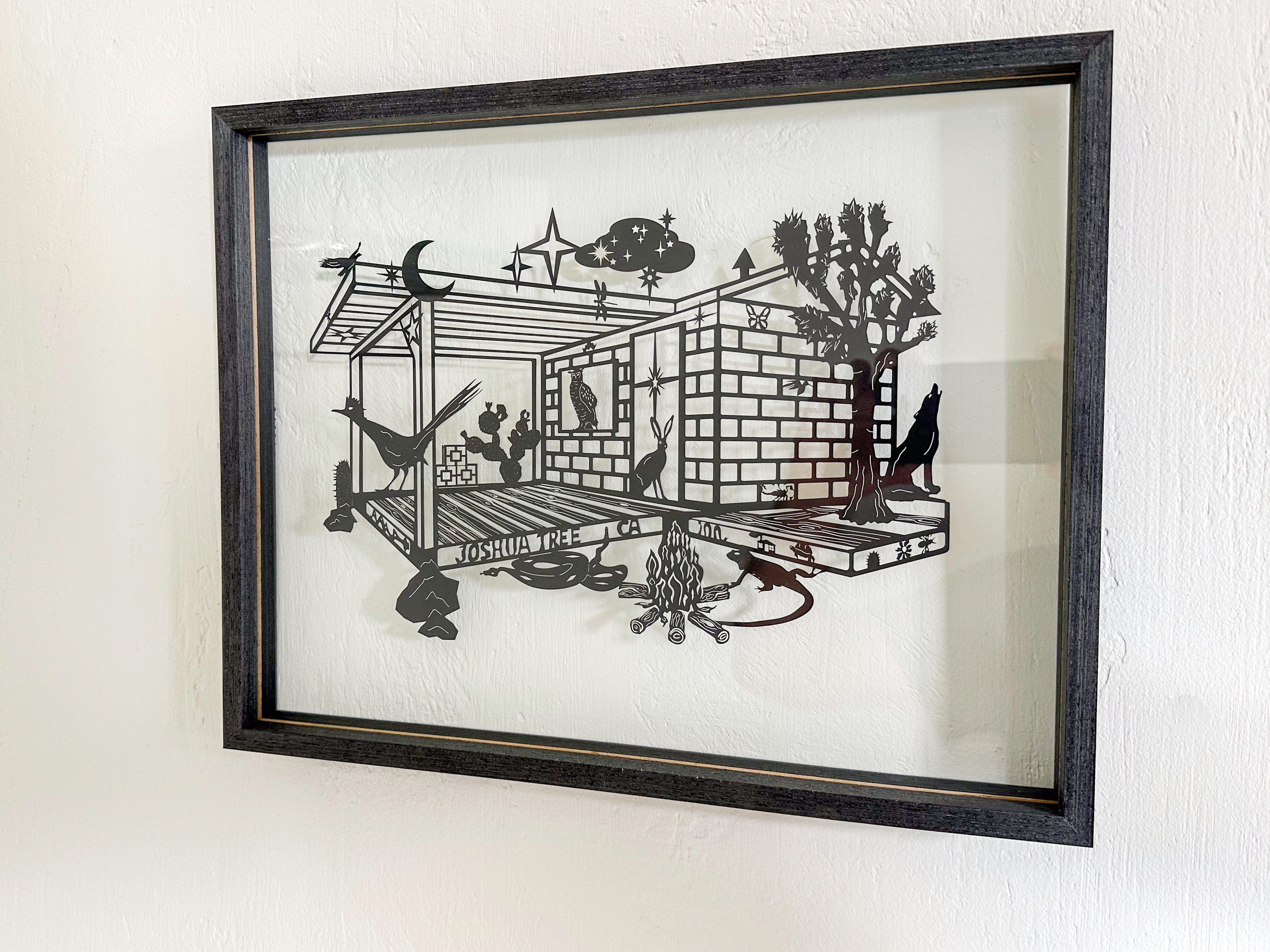 kreaturetown Joshua Tree: Framed-Float "Moon & Stars" - Large Cut Paper available in Joshua Tree at JT Trading Post