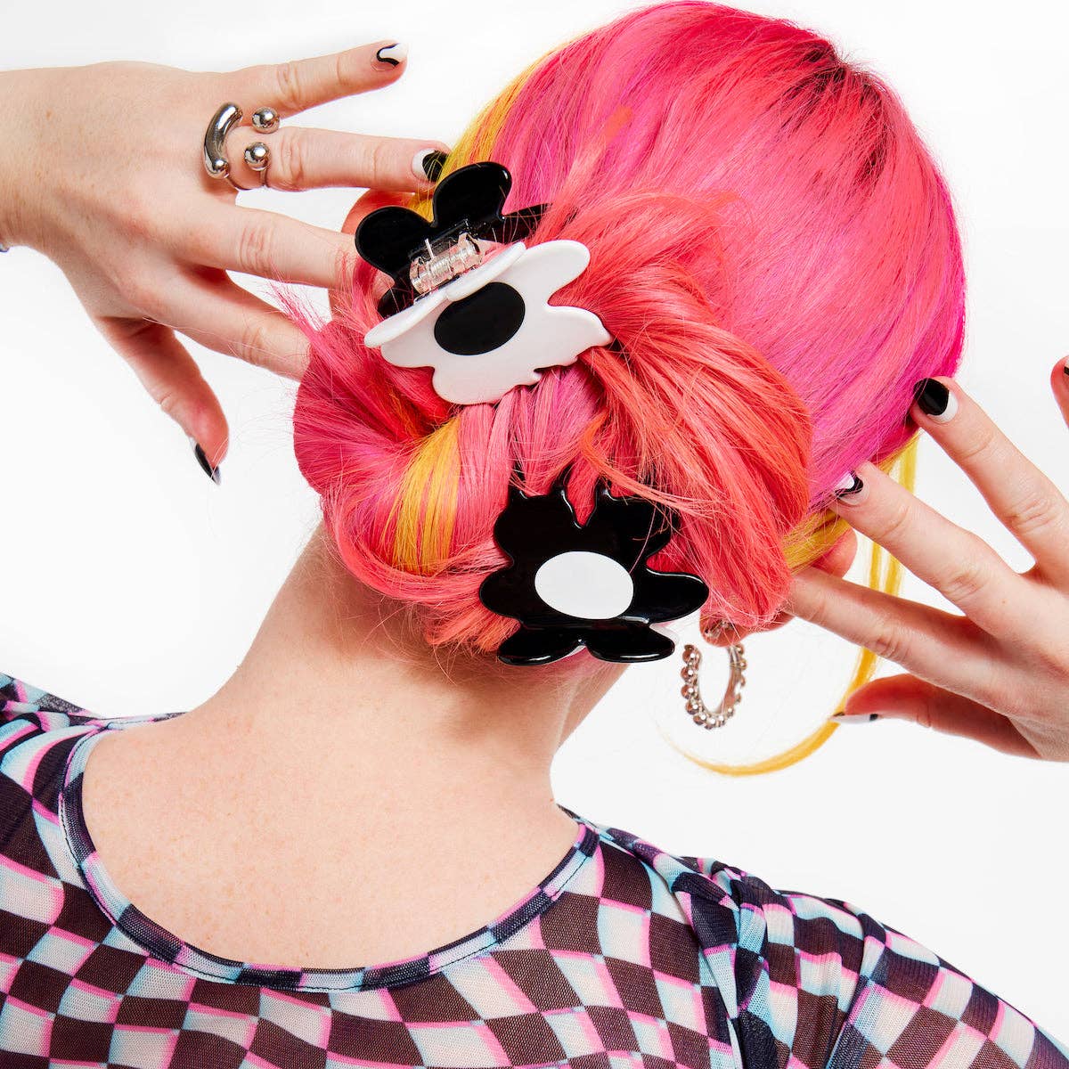 Scorpion Lollipop Black & White Flower Hair Claw available in Joshua Tree at JT Trading Post