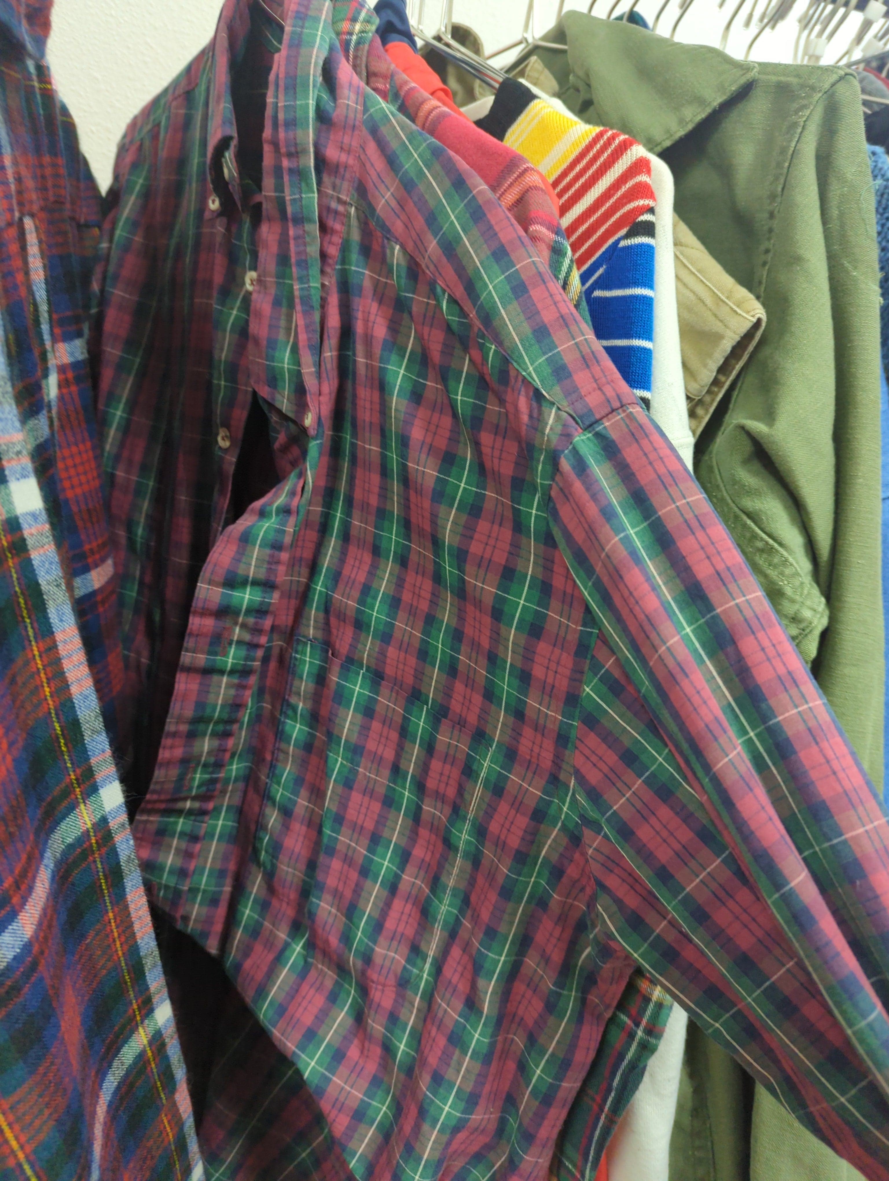 Venus Of The Desert 80s Eddie Bauer Red Green Plaid Shirt available in Joshua Tree at JT Trading Post
