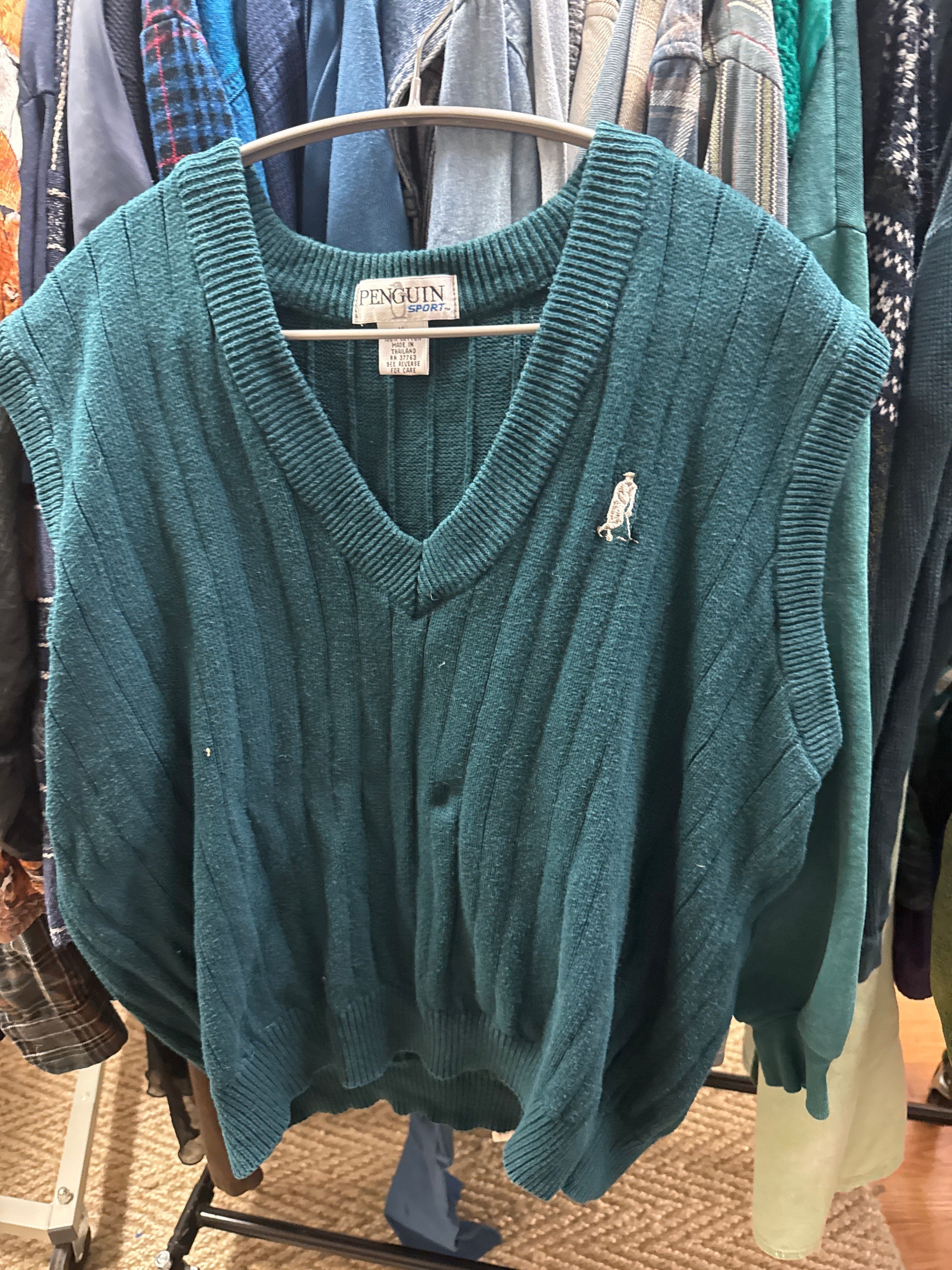 Venus Of The Desert VTG Penguin Teal Sweater Vest available in Joshua Tree at JT Trading Post