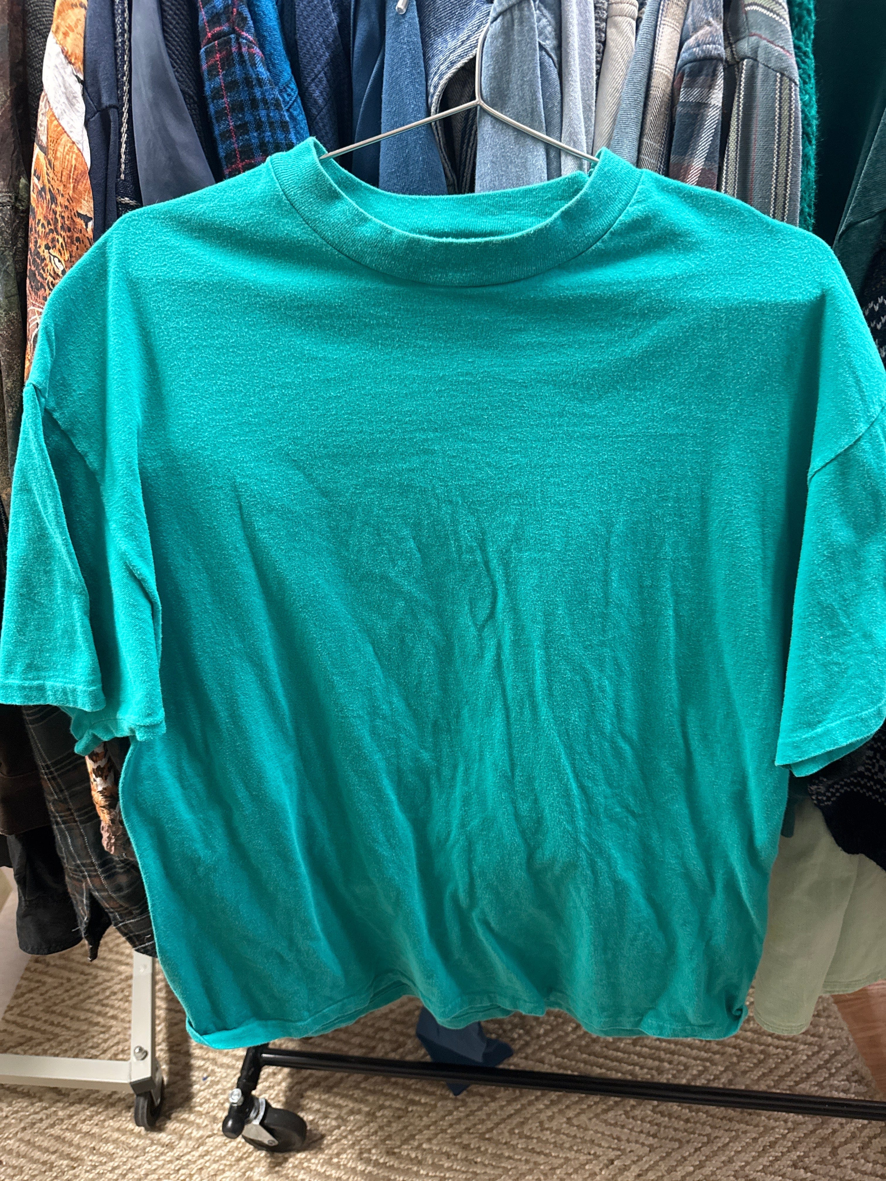 Venus Of The Desert VTG USA Hanes Teal Blank Tee available in Joshua Tree at JT Trading Post