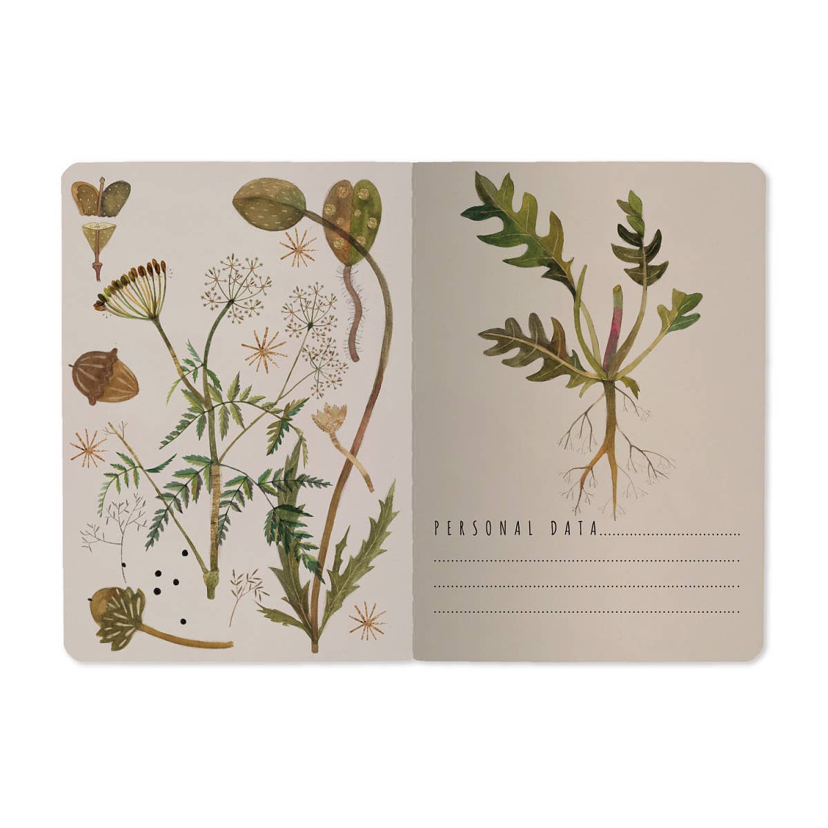 Small Notebook  Greens and Flowers 