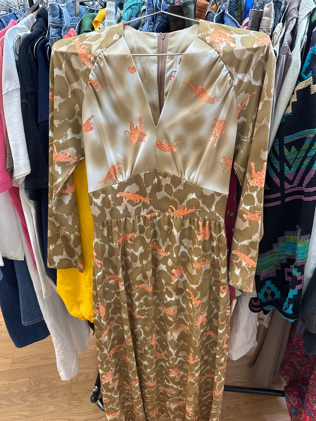 Vtg Plu Cheetah Maxi Dress