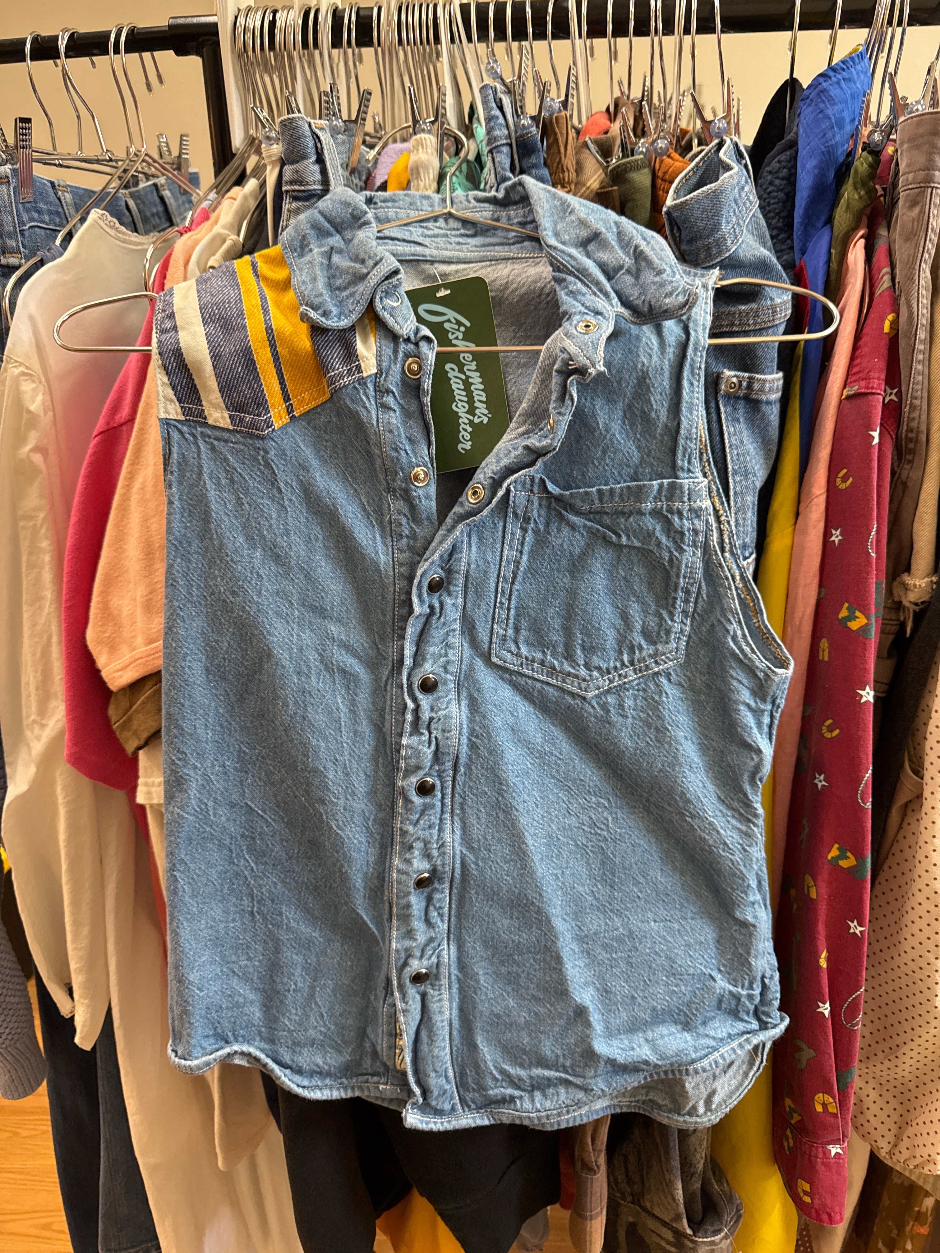 Vtg Twin Denim Patch Tank