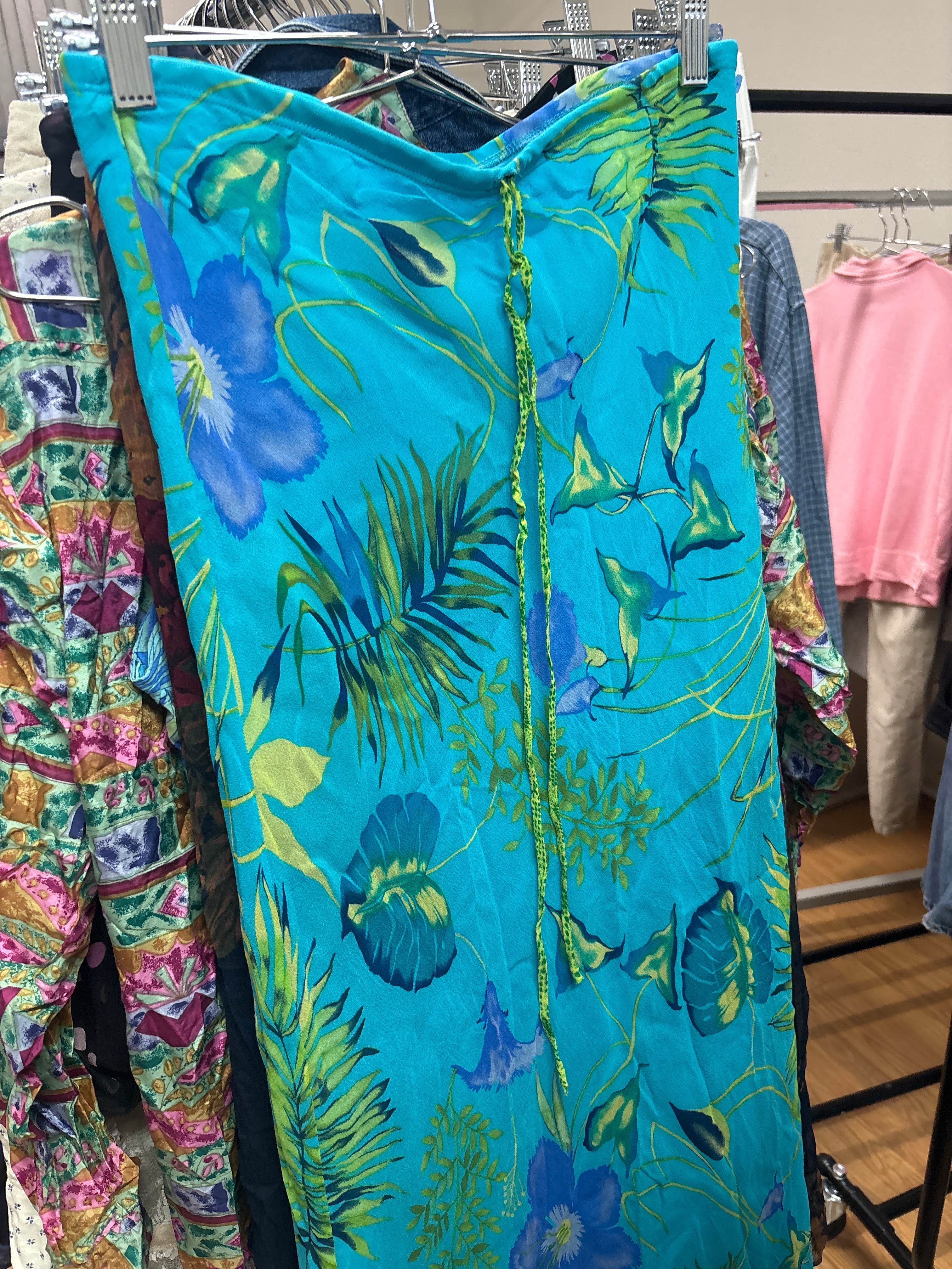 Y2K Karen silk tropical skirt
